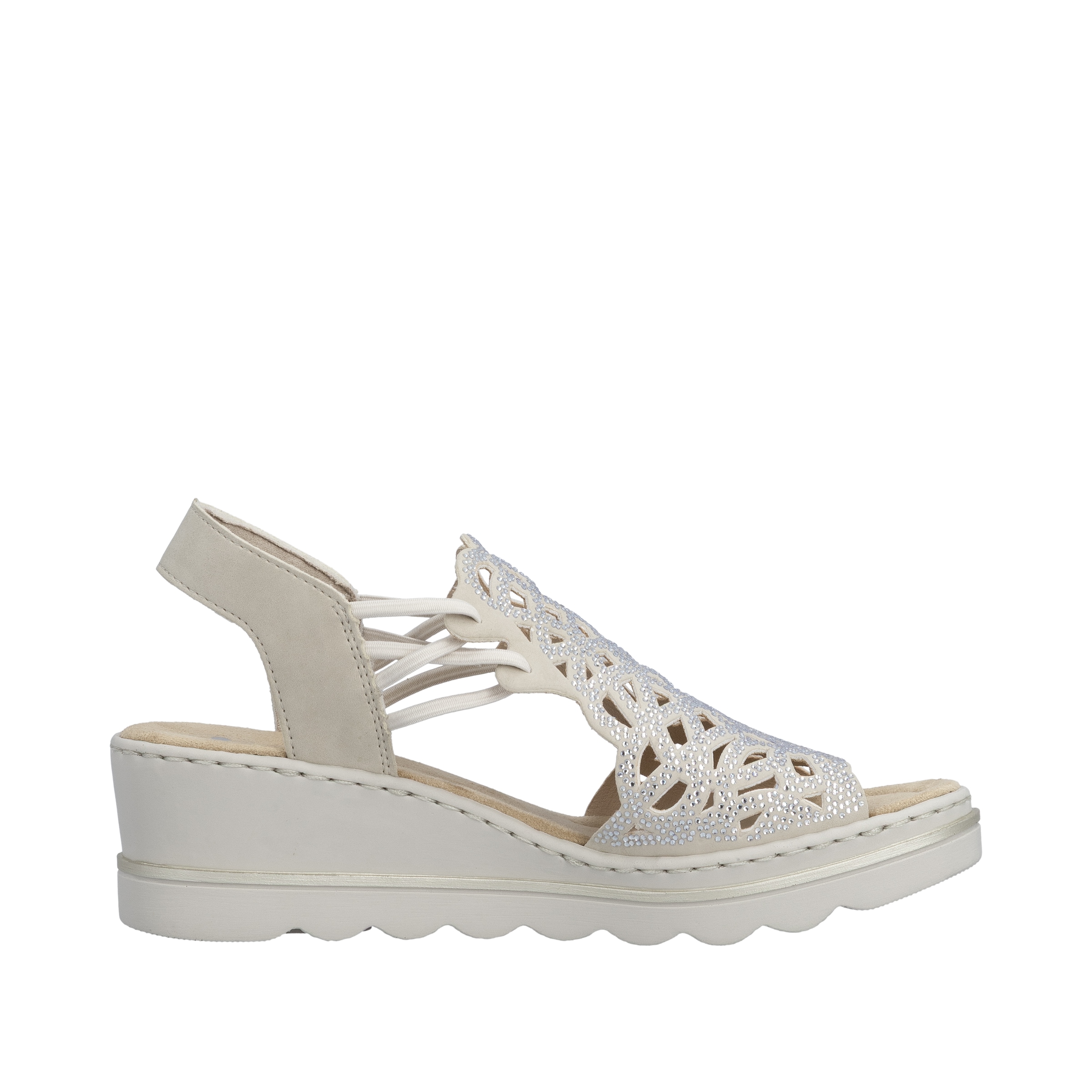 Rieker Keilsandalette  Sommerschuh, Plateausandale, Schlupfschuh mit Schmucksteinchen