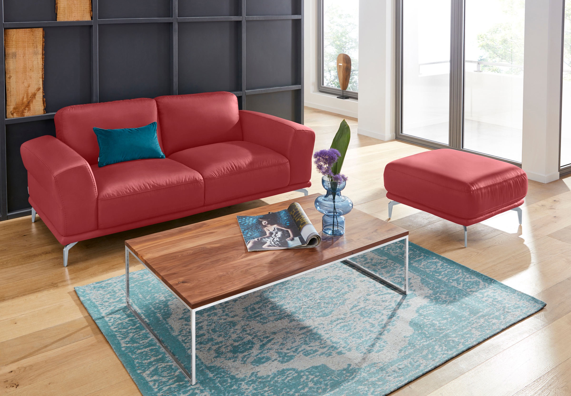 W.SCHILLIG Hocker »montanaa«, mit Metallfüßen in Silber matt, Breite 71 cm
