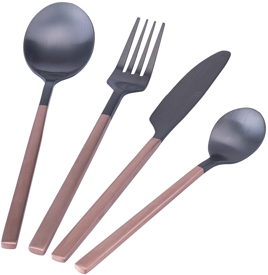 VILLA D'ESTE Besteck-Set »Stylo Duo satiniert back« Essbesteck-Set, satiniert schwarz/kupferfarben