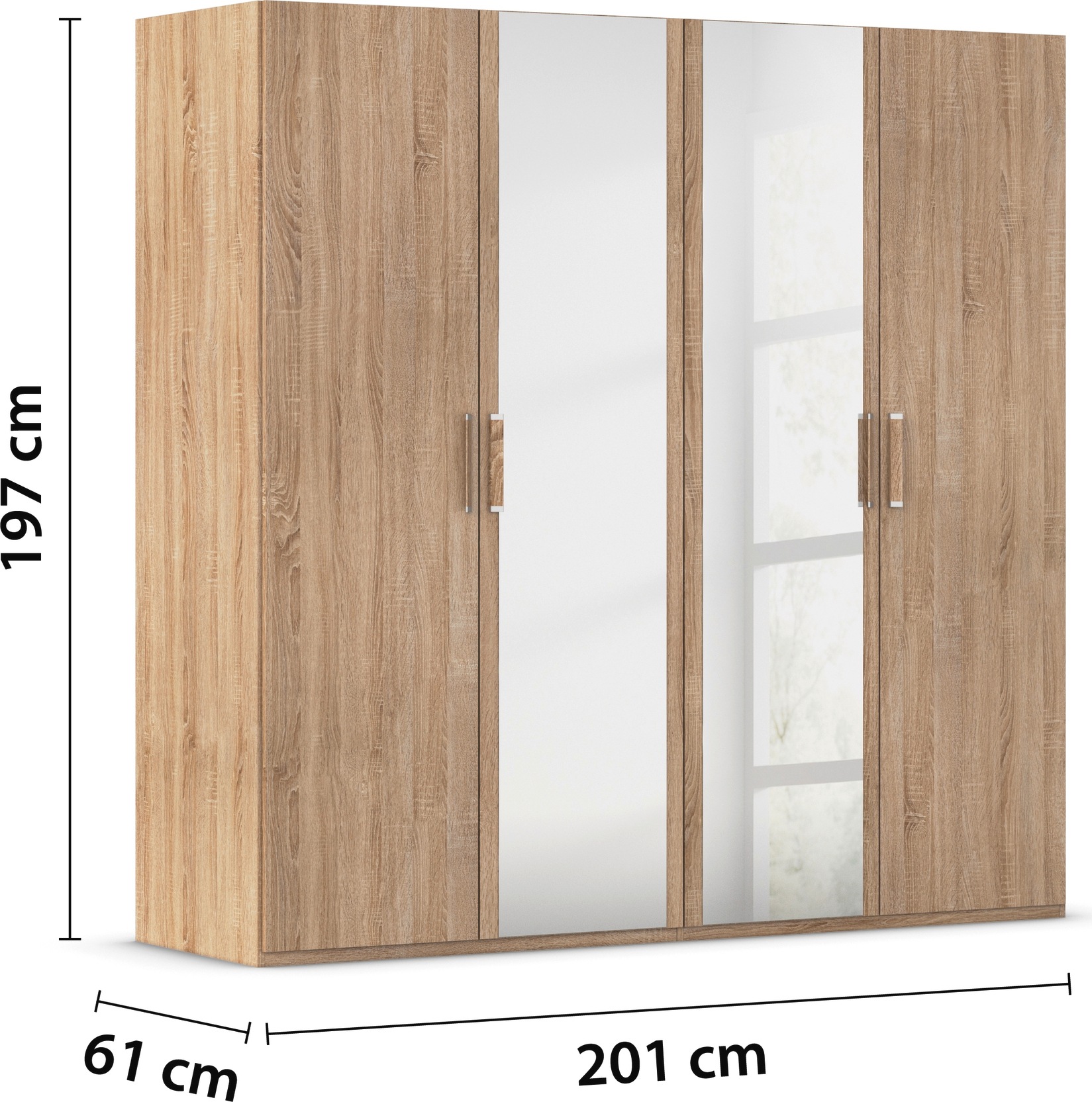 rauch Drehtürenschrank »Kleiderschrank Schrank Garderobe Schlafzimmerschrank EVELYN«, (in 2 Höhen 197 oder 210 cm erhältlich), in elegantem Stil, viel Stauraum 3 Breiten und 2 Höhen MADE IN GERMANY
