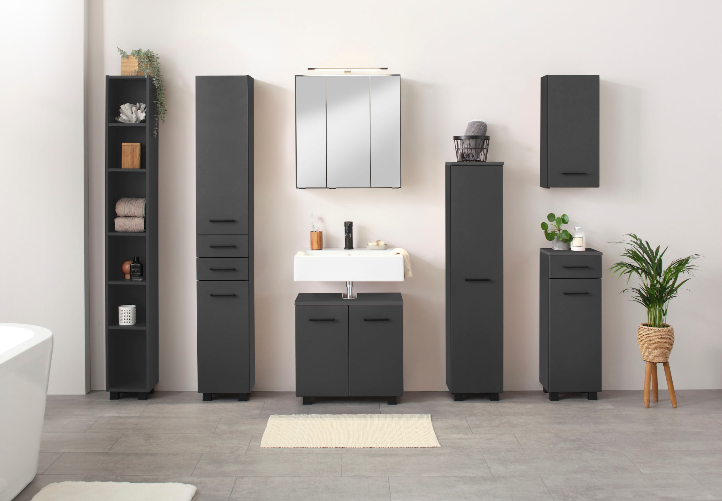 welltime Midischrank »Trento, verschiedene Ausführungen und Farben«, Badmöbel, Breite 30 cm, 1 Tür, Made in Germany