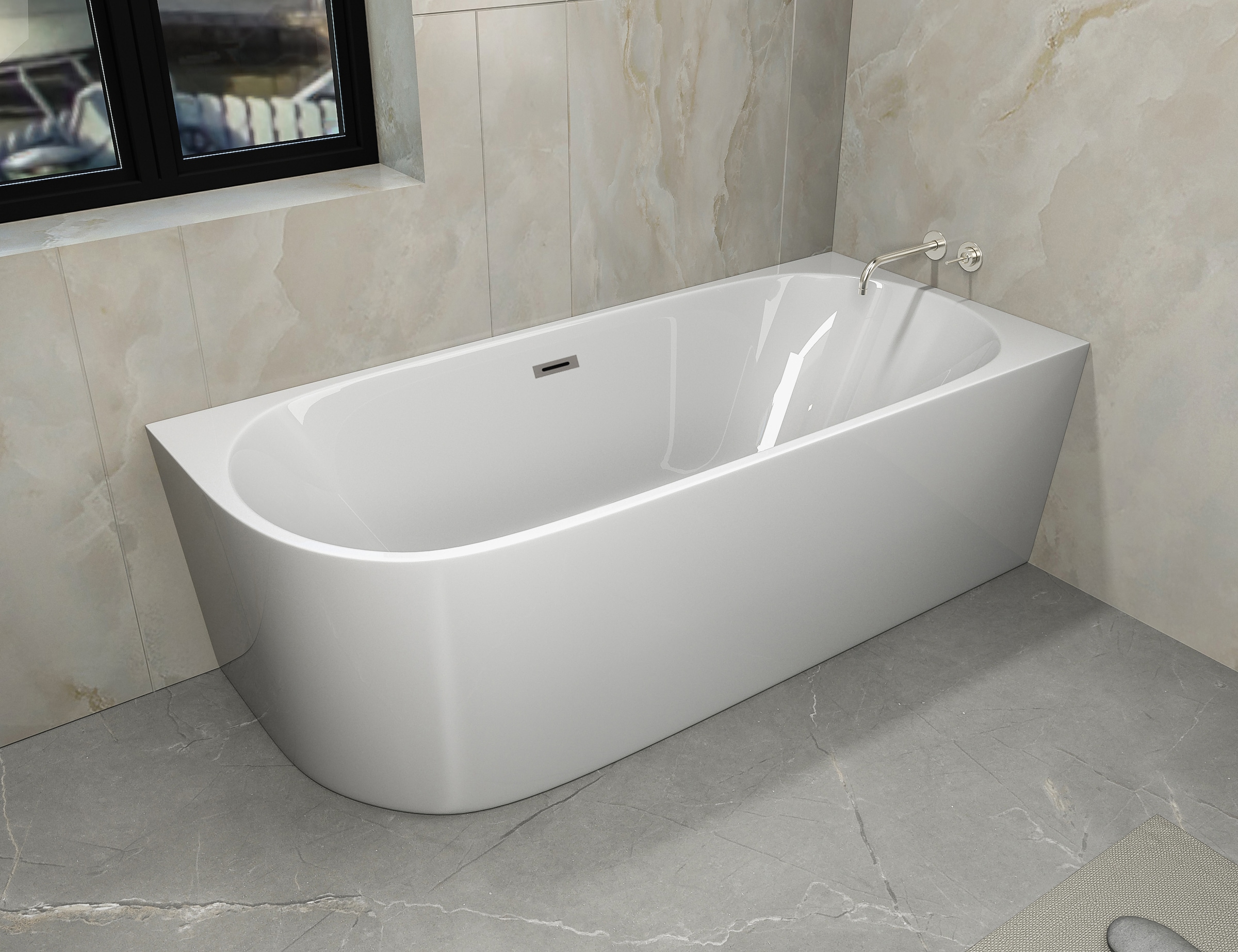 Sanotechnik Badewanne »LUMA« Höhe 56 cm mit Ablaufstöpsel | verstellbare Füße | Überlauf 160cm, Acryl Badewanne rechts