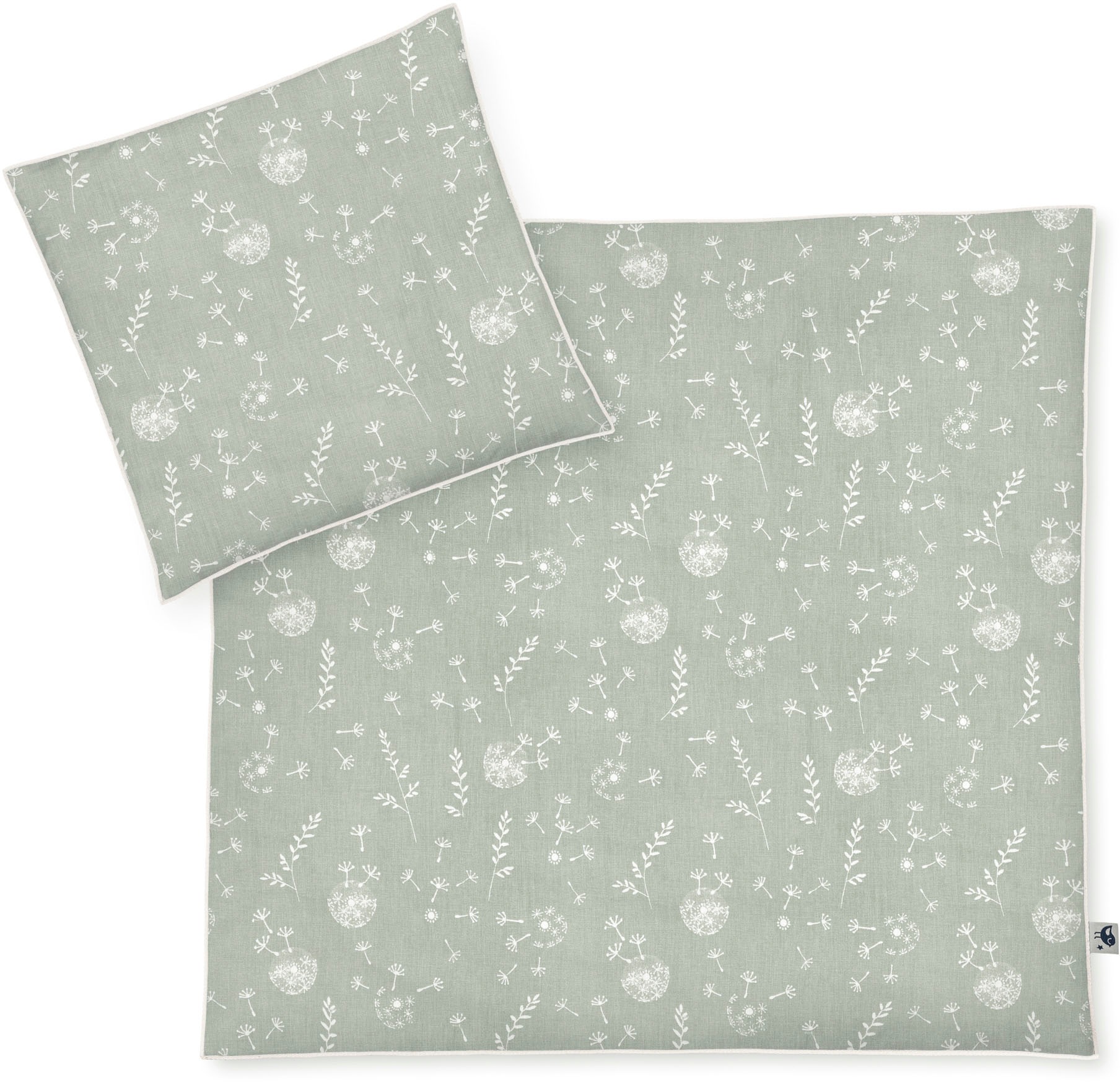 Kinderbettwäsche JULIUS ZÖLLNER Baby- und Kinderbettwäsche aus 100% Bio-Baumwolle, grün (wildflower), B/L: 80cm x 80cm, 1 Stk., 1 Stk., Linon, B/L: 35cm x 40cm, 2 Stk.