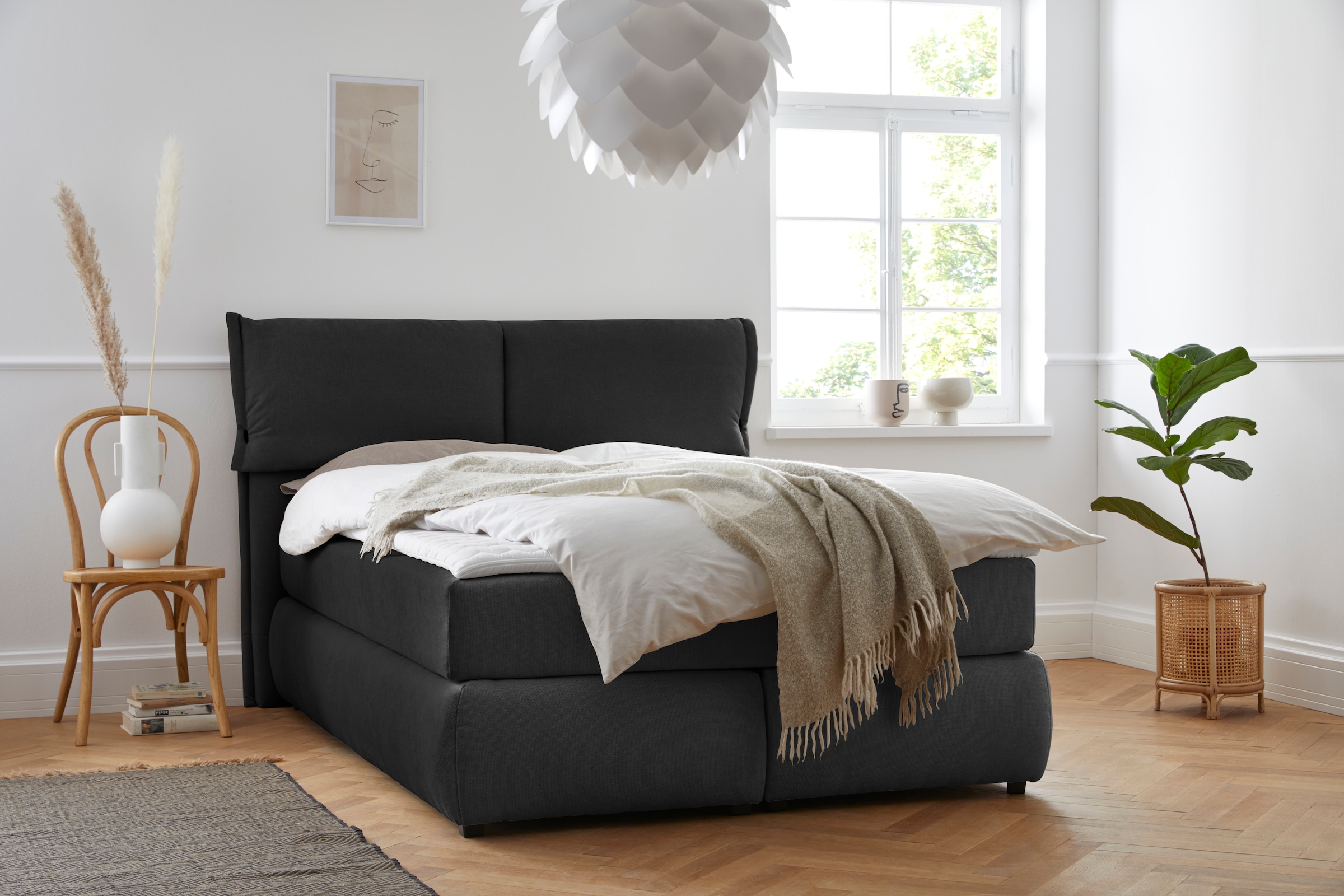 andas Boxspringbett "Jenson", in 4 Farben, 4 Breiten, 3 Matratzenarten in 2 günstig online kaufen