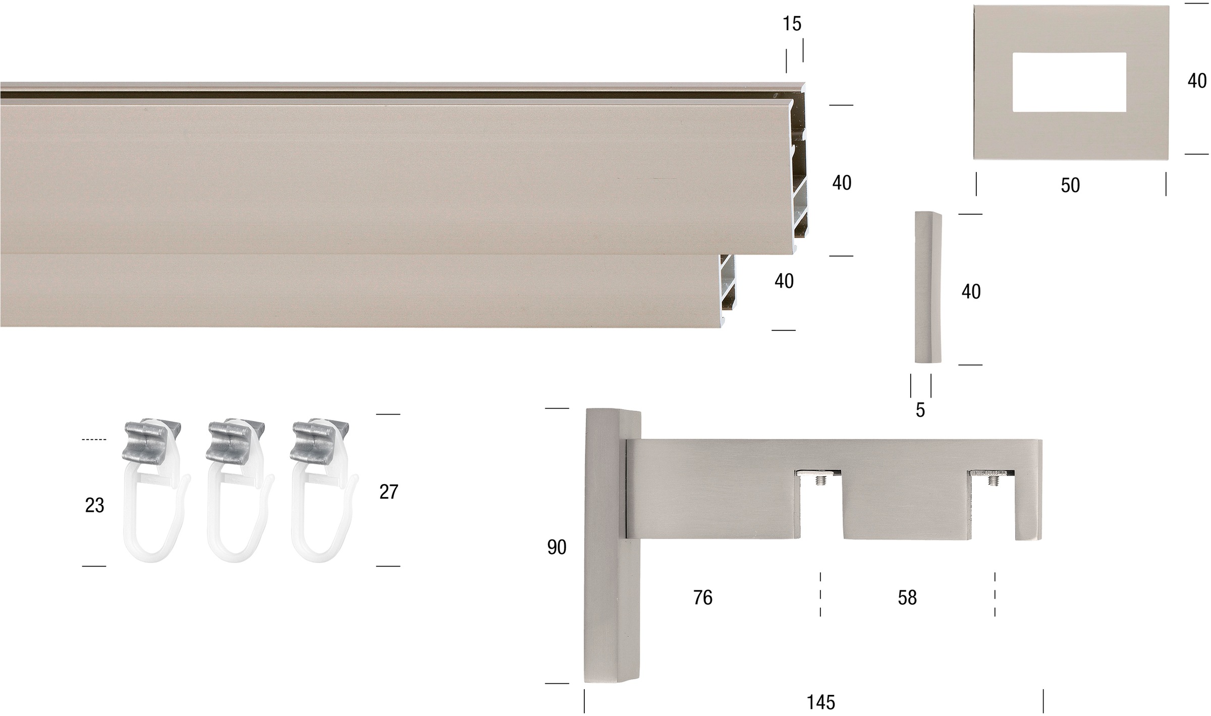 GARESA Gardinenstange »FLAT«, 2 läufig-läufig, Wunschmaßlänge, Rechteckprofil, Wandmontage, perfekter Lauf, modern, verlängerbar