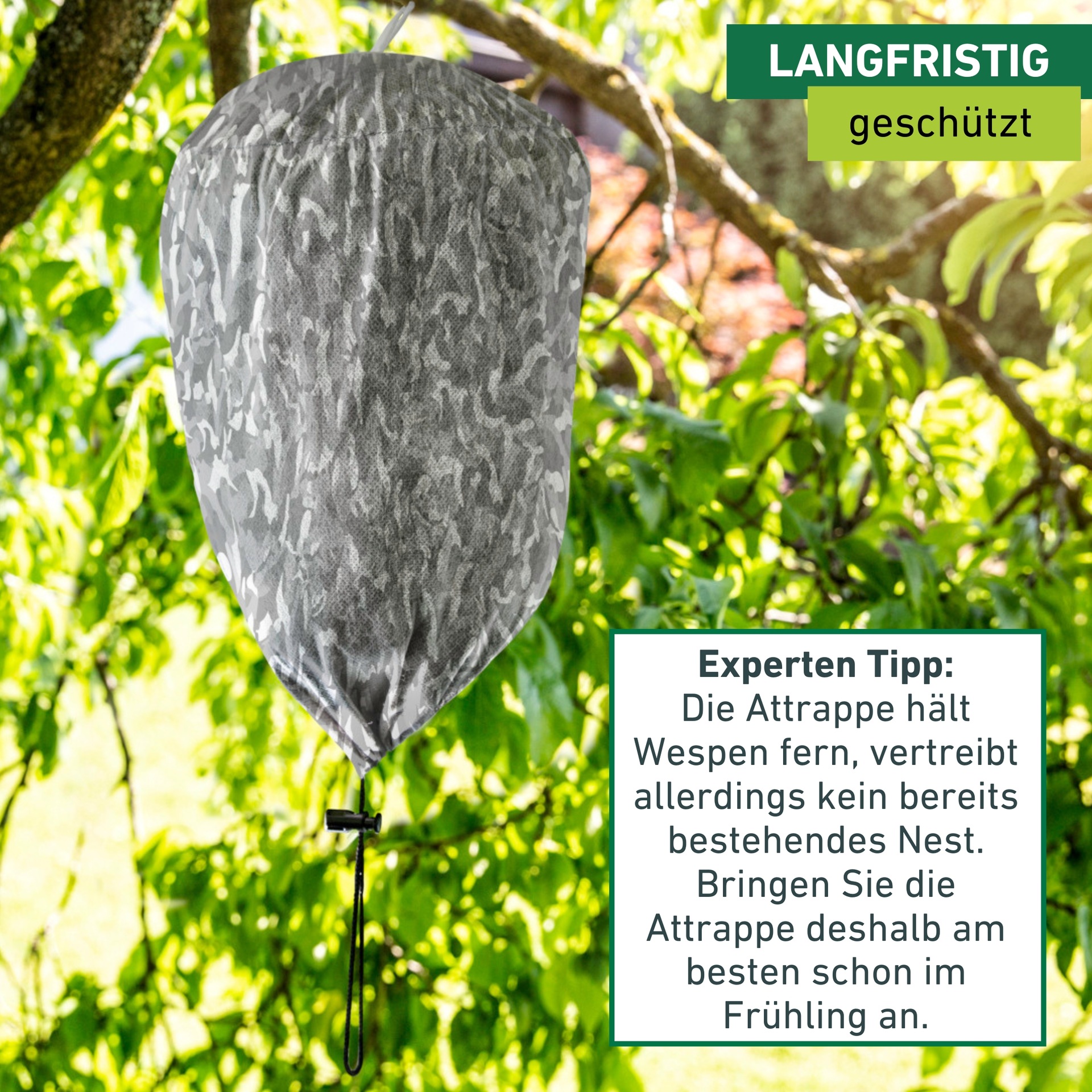 Windhager Wespennestattrappe »Wespenvertreiber aus Vliesstoff« langlebiger und beständiger Wespenschutz, individuell befüllbar, grau