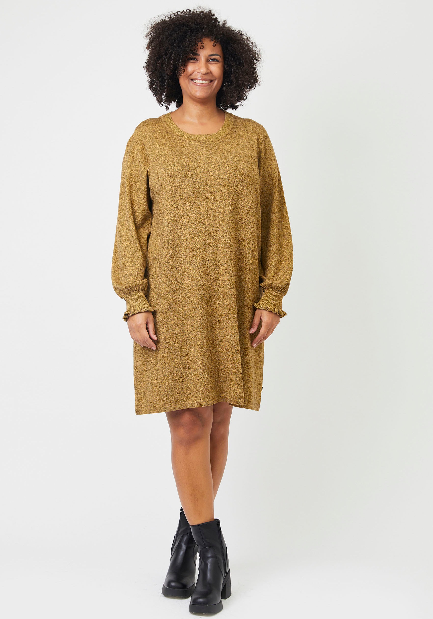 ADIA Sweatkleid mit »AD Rüschen Knit Dress«, am kaufen Ärmelabschluss