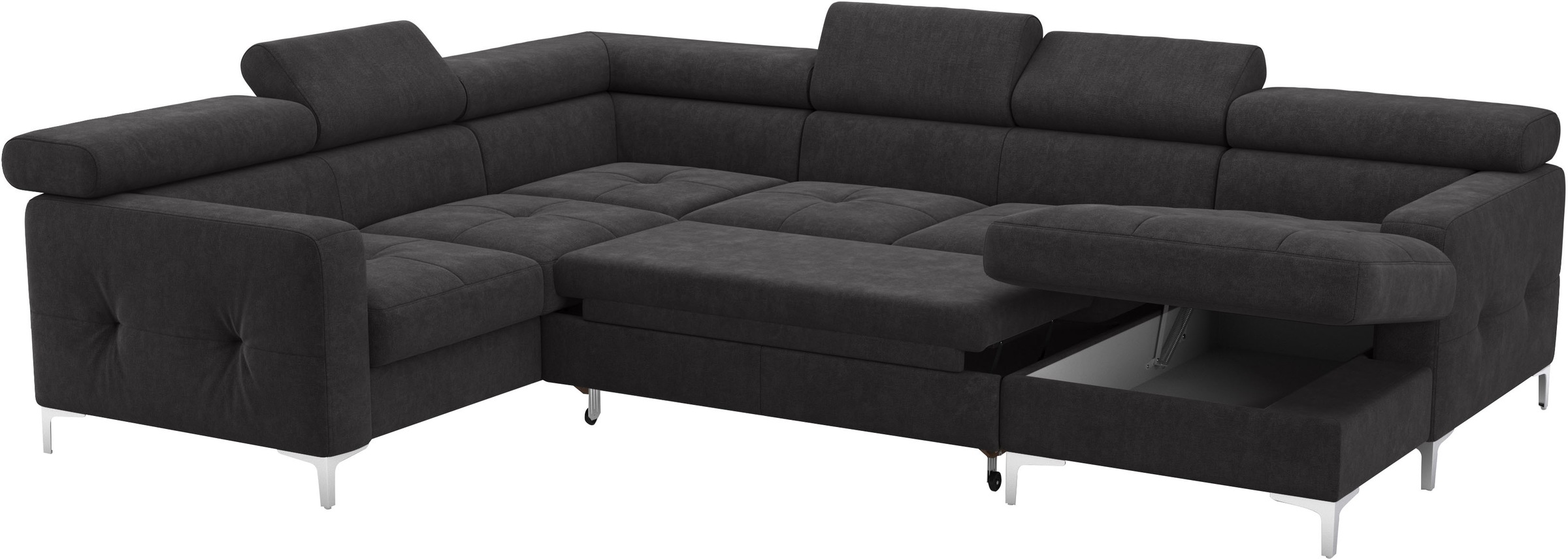 COTTA Wohnlandschaft »Sammy U-Form«, mit Kopfteilverstellung, wahlweise mit Bettfunktion & Bettkasten
