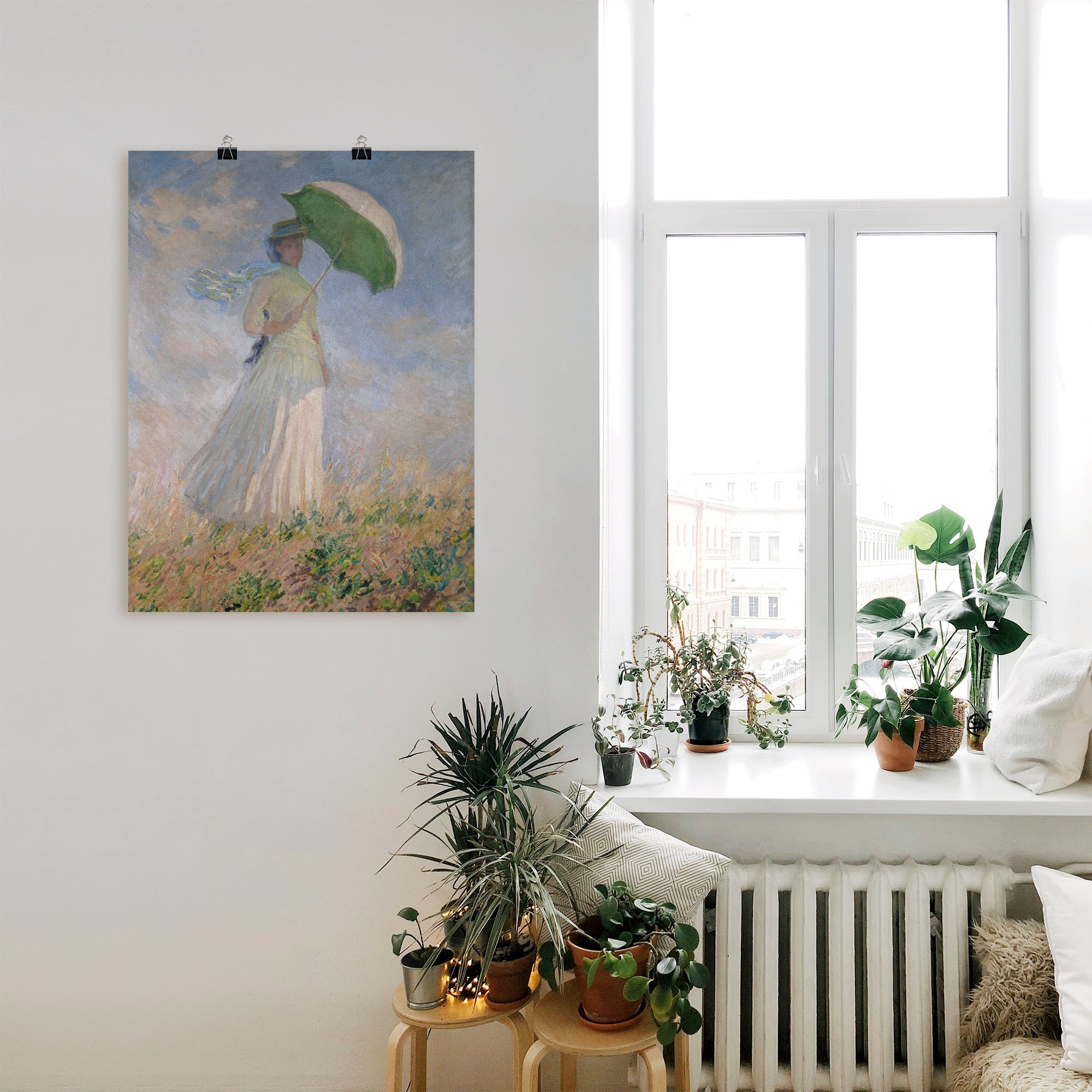 Artland Kunstdruck »Frau mit Sonnenschirm, Susanne Hoschedé«, Frau, (1 St.), als Leinwandbild, Wandaufkleber oder Poster in versch. Größen