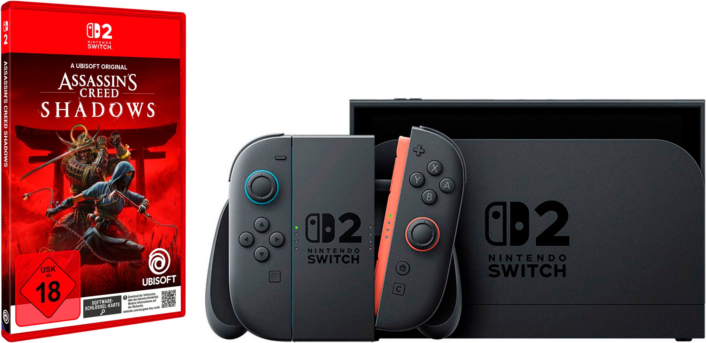 NINTENDO SWITCH 2 Konsolen-Set »Switch 2 + Assassin's Creed Shadows« 256 GB schwarz Stereo-Lautsprecher: Die unabhängige Gehäusestruktur ermöglicht...