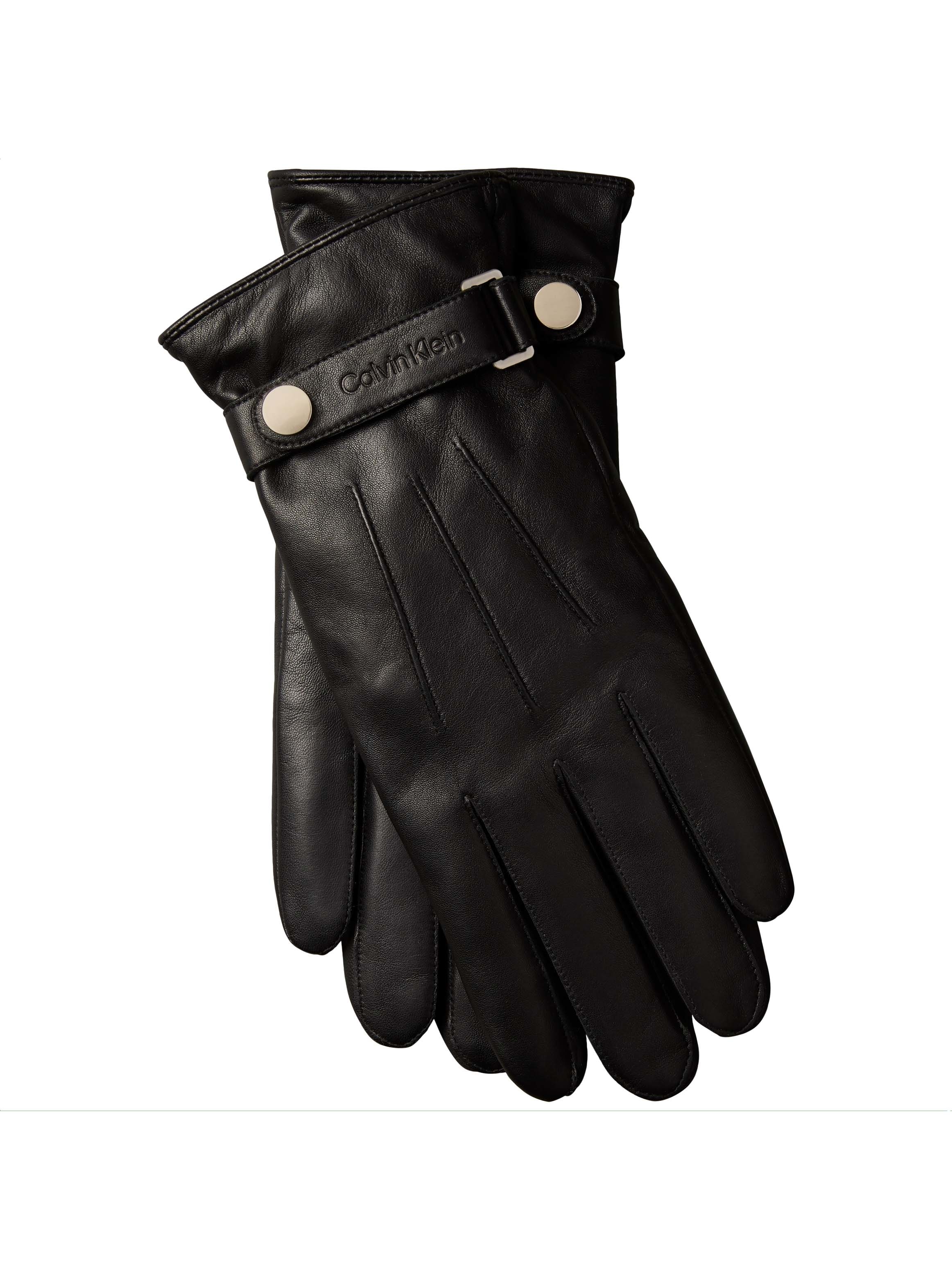 Calvin Klein Lederhandschuhe »LOGO STRAP SMOOTH LEATHER GLOVES« Perfekt für den Alltag
