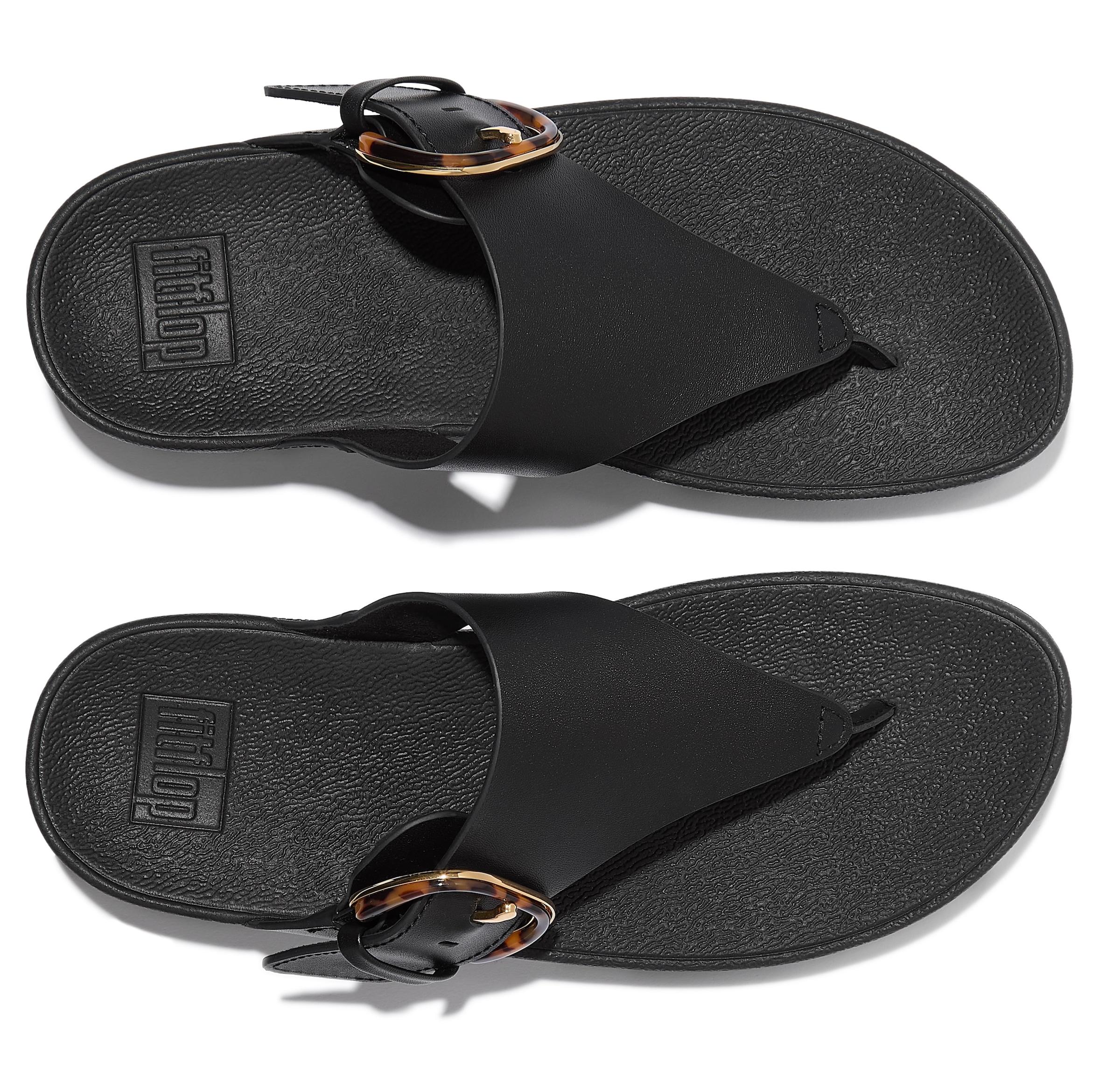 Fitflop Zehentrenner »LULU RESIN-BUCKLE LEATHER TOE-POST SANDALS«, Pantolette, Slides, Flats mit verstellbarer Schnalle