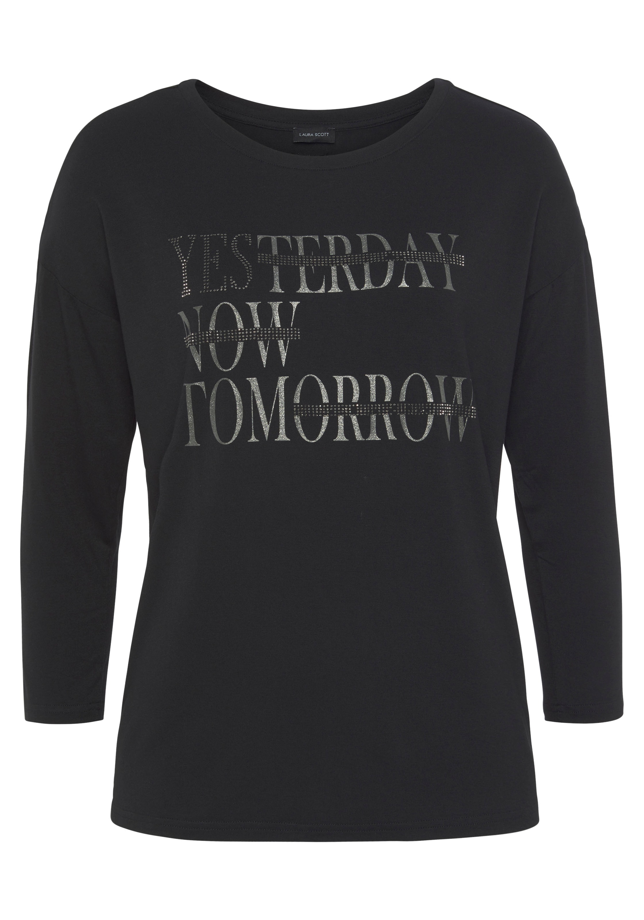 Laura Scott 3/4-Arm-Shirt mit glitzerndem Schriftzug