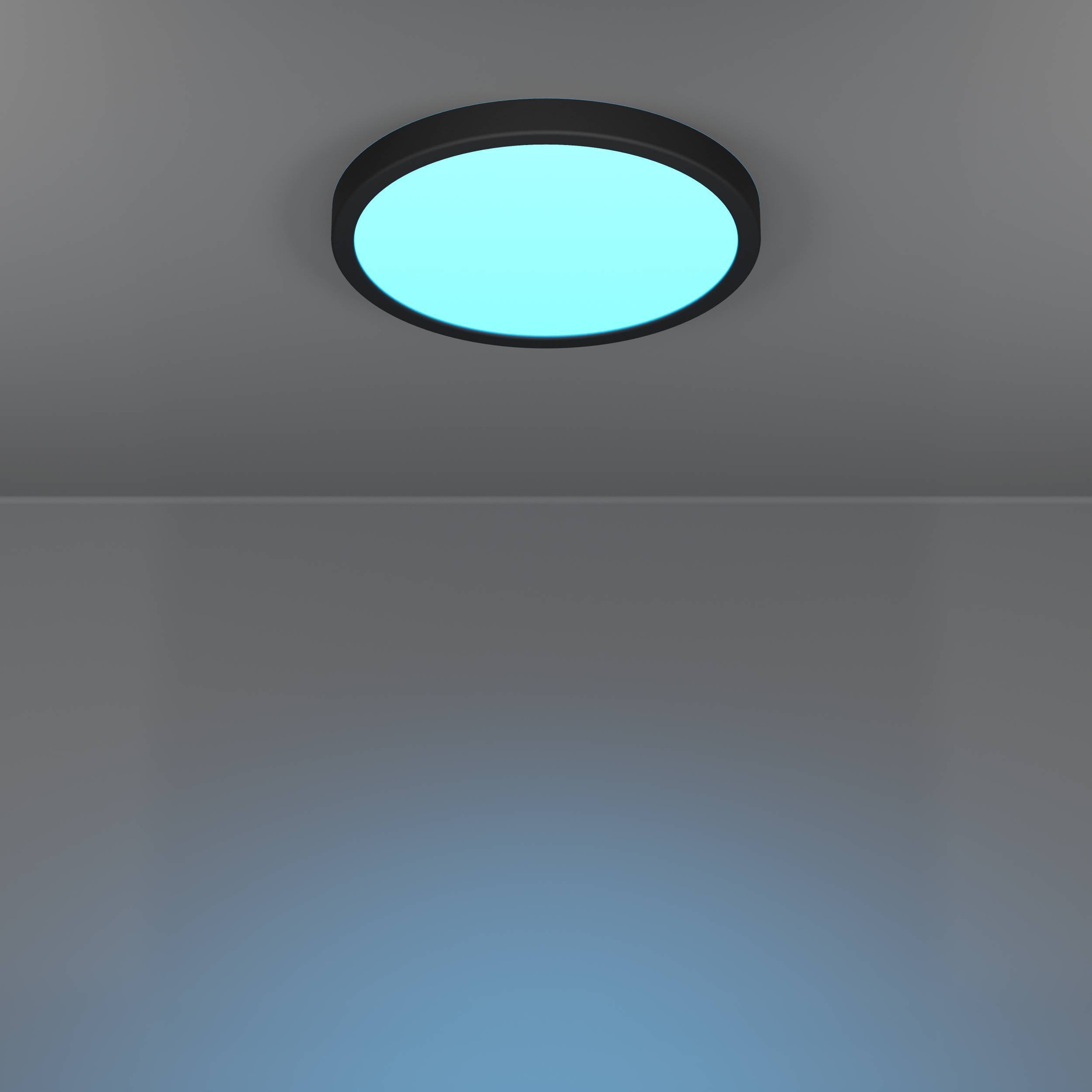 EGLO Aufbauleuchte »Fueva 6-Z Deckenlampe, ZigBee, App und Sprachsteuerung, Badlampe, IP44« LED-Modul 1 Stk. Kaltweiß | RGB Aufbauleuchte - H2,5 x Ø27,8 cm - schwarz - 14,3W inkl.