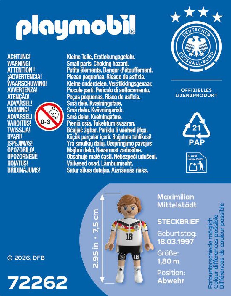 Playmobil® Konstruktions-Spielset »Maximilian Mittelstädt (72262), DFB« Made in Europe