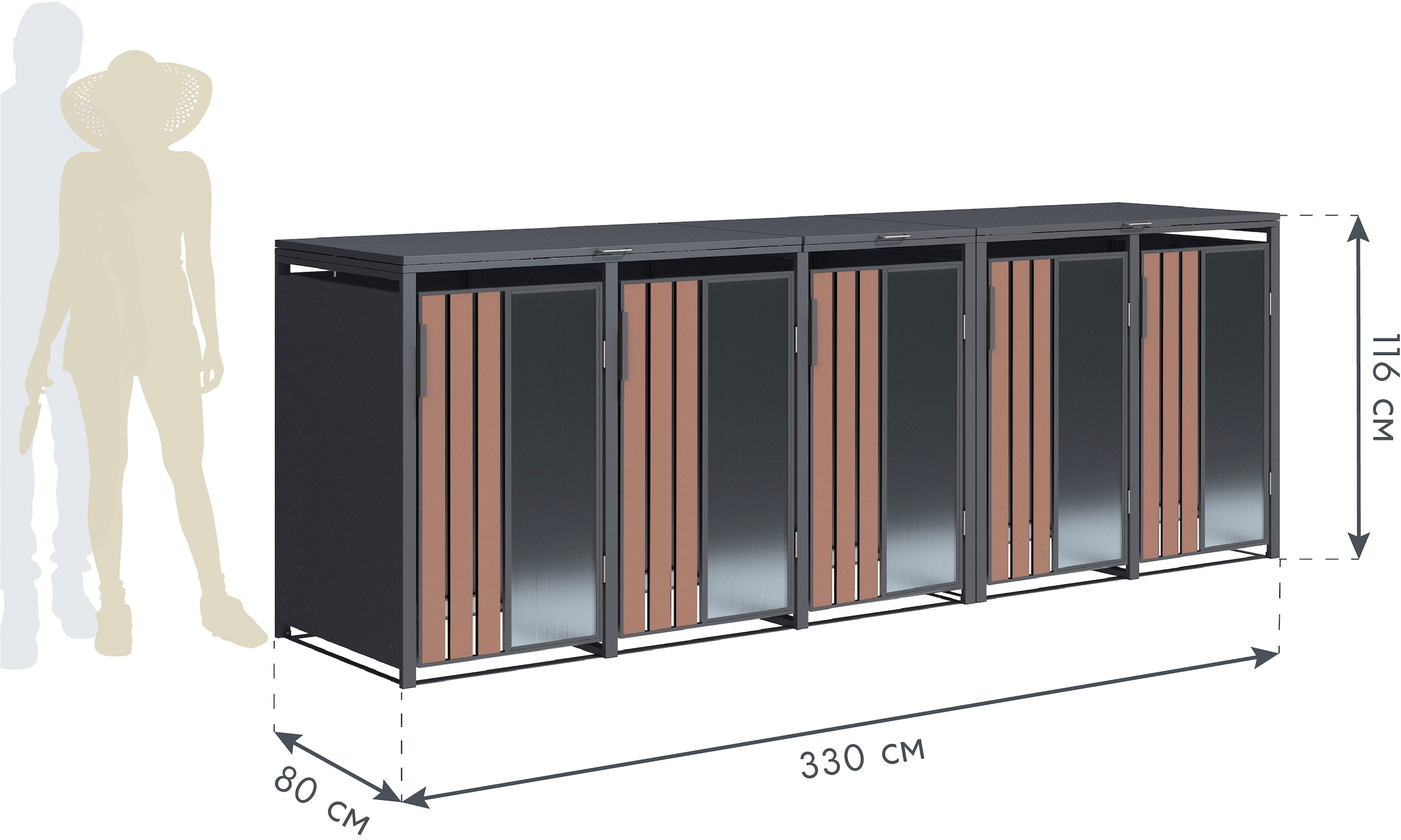 WESTMANN Mülltonnenbox »Status 5« BxTxH: 330x80x116 cm, für 5x240 L Mülltonnen