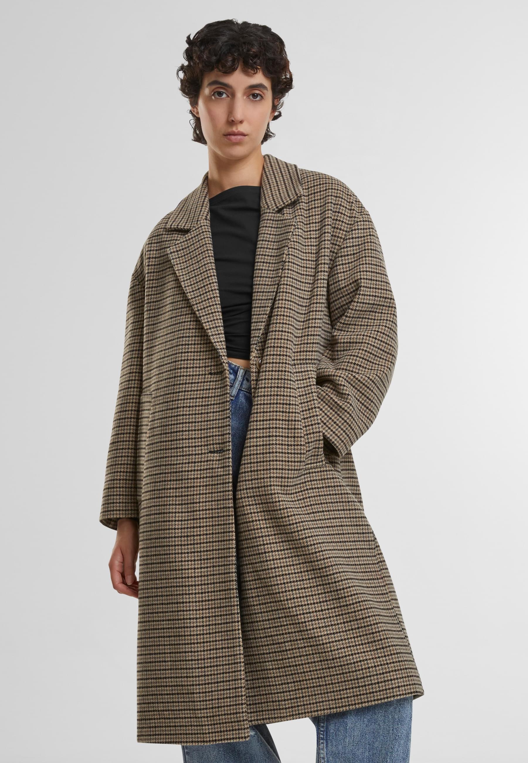 URBAN CLASSICS Winterjacke »Urban Classics Ladies Oversized Plaid Coat« 1 Stk. tlg. ohne Kapuze