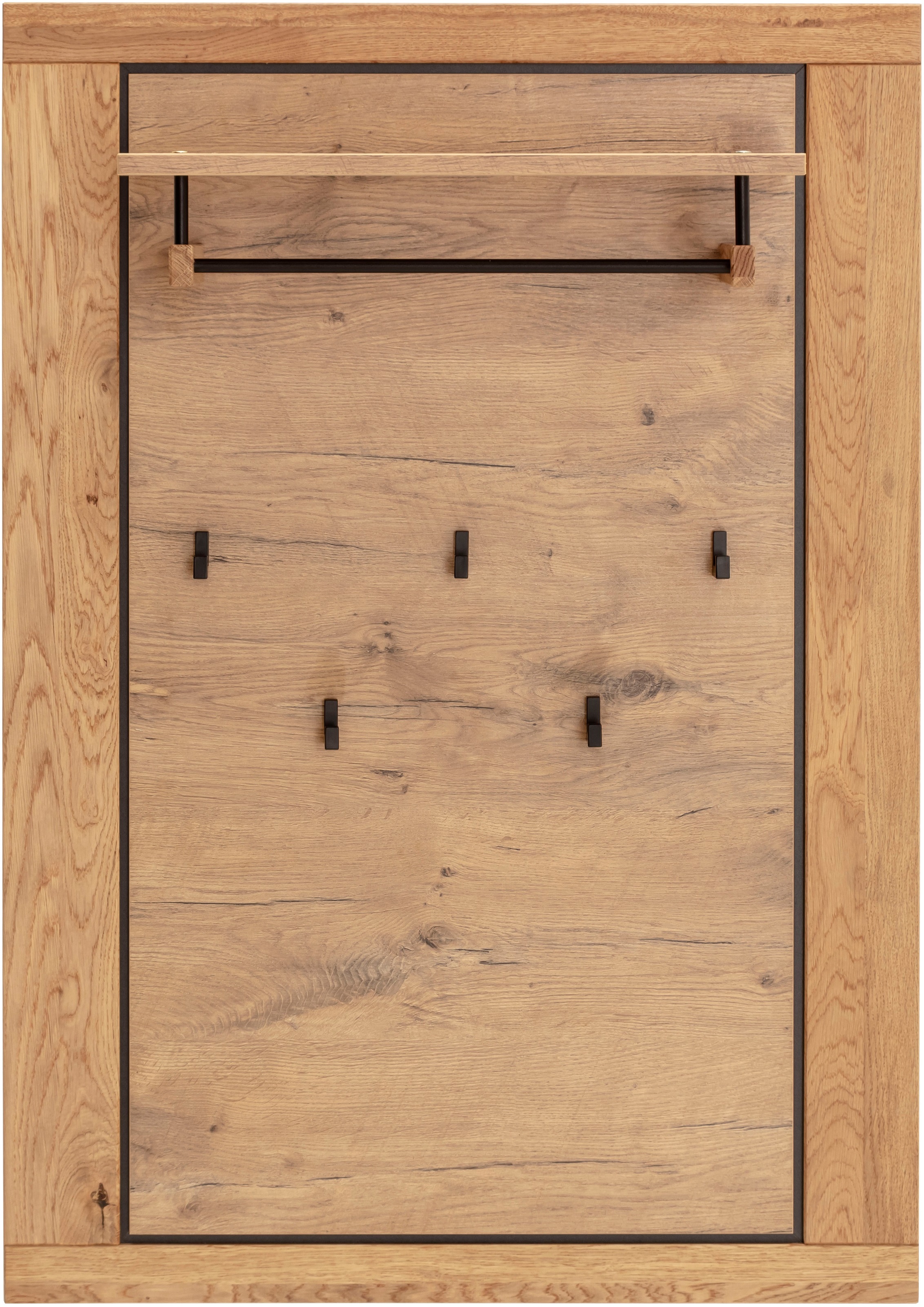 MCA living Garderobenpaneel »Greno Garderobenpaneel Wandgarderobe«, (1 St.), Ablageboden, Garderobenstange aus Metall, 5x Kleiderhaken
