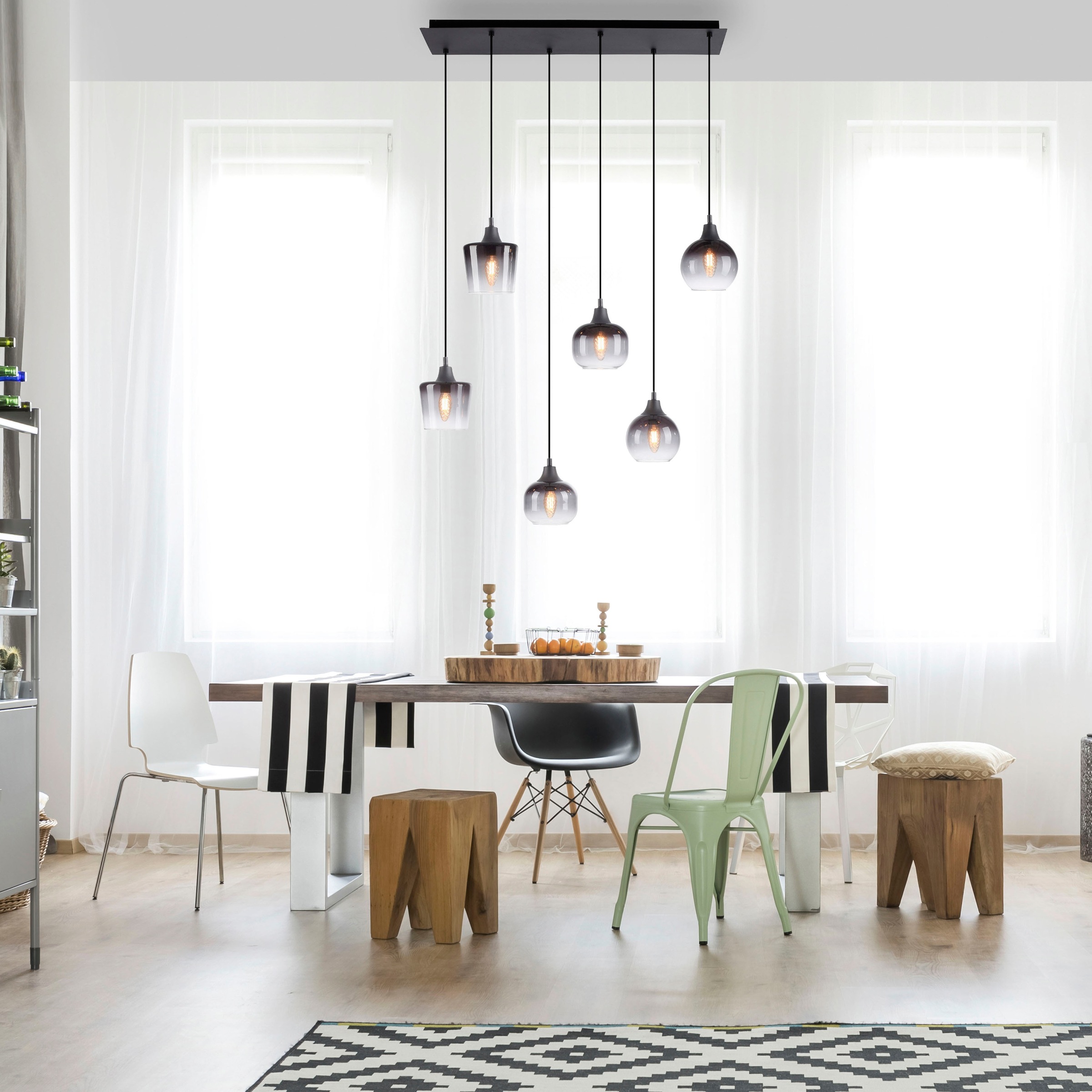 JUST LIGHT Pendelleuchte »ZEA«, 6 flammig, Leuchtmittel E14   ohne Leuchtmi günstig online kaufen