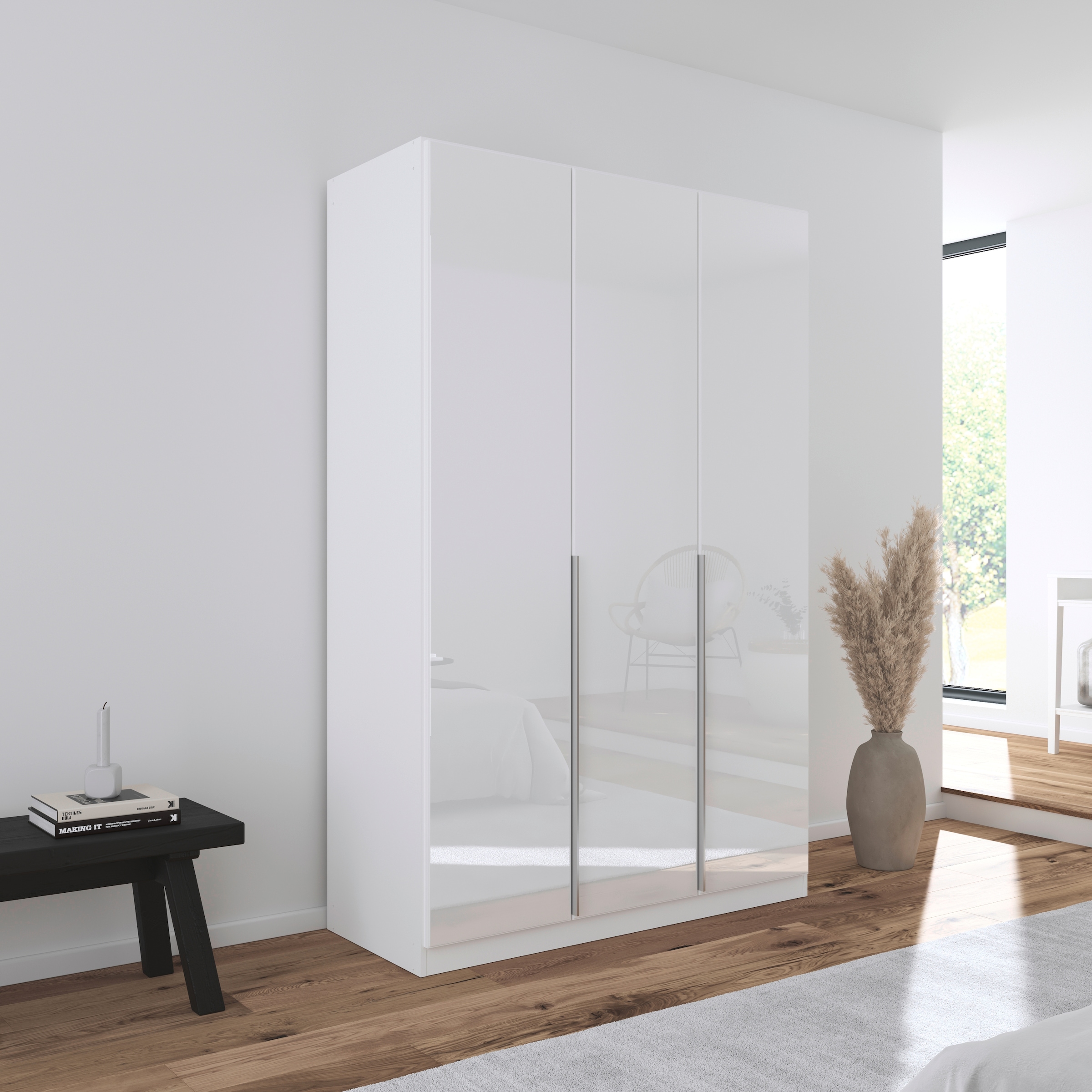 rauch Drehtürenschrank »Kleiderschrank Kleiderschränke Schrank Garderobe AGORDO mit Glasfront«, (in zwei Griff-Farben), durchdachte Innenausstattung, in 6 Breiten und 2 Höhen MADE IN GERMANY
