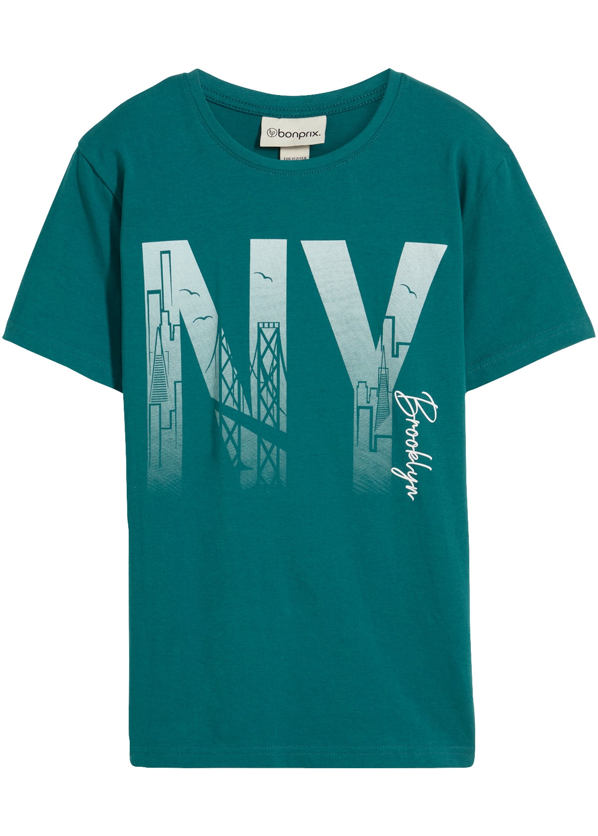 bonprix T-Shirt aus reiner Baumwolle, mit großem Frontdruck, Kurzarm-Design