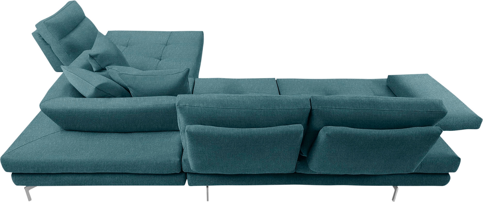CALIA ITALIA Ecksofa »Toby Wing, L-Form, Designsofa mit sensationellem Sitzkomfort«, Sitztiefenverstell.,wahlw. mit Kissen-Set, Füße chrom glänzend