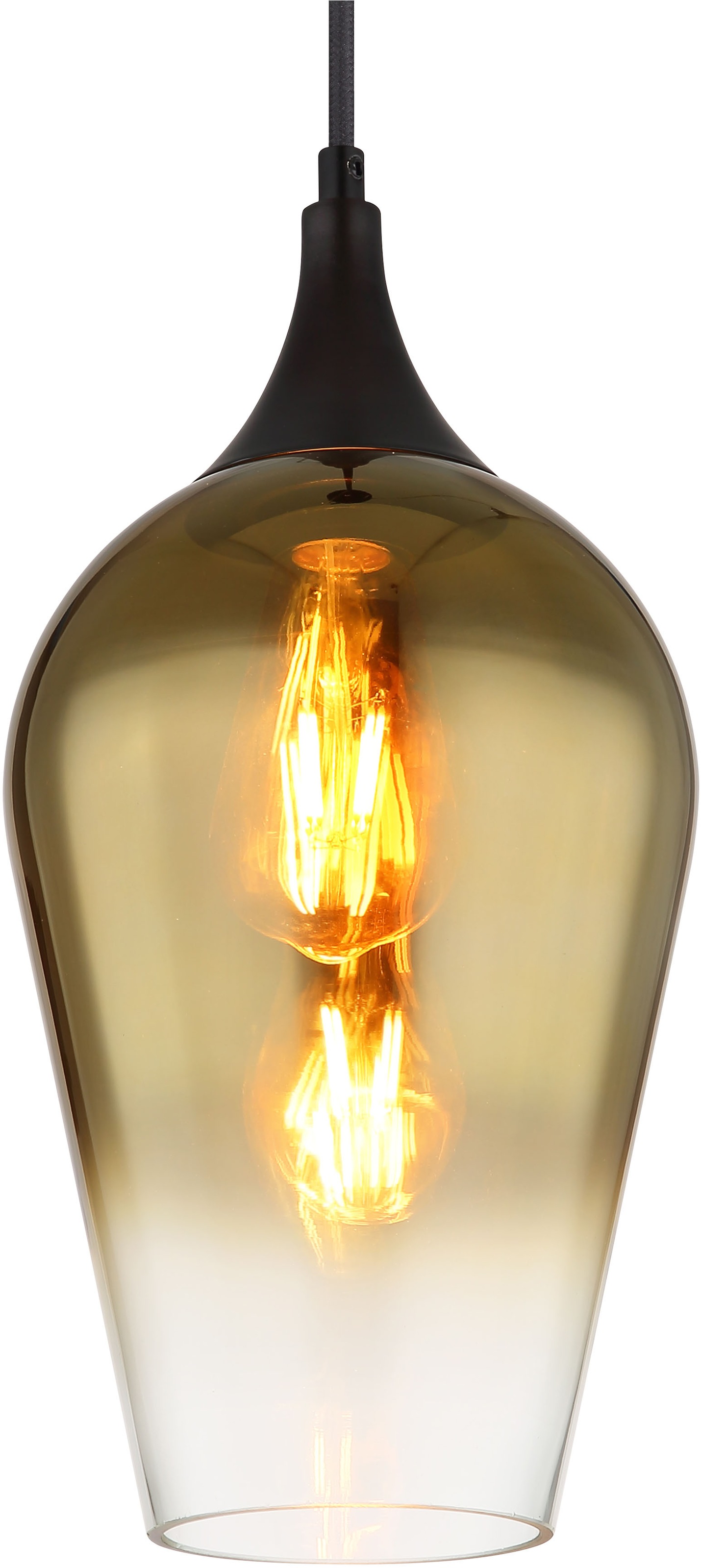 GLOBO LIGHTING Hängeleuchte »LAVUS«, Leuchtmittel E27 | ohne Leuchtmittel, Hängelampe/Pendelleuchte/Glas goldfarben/Höhe kürzbar/Esstisch