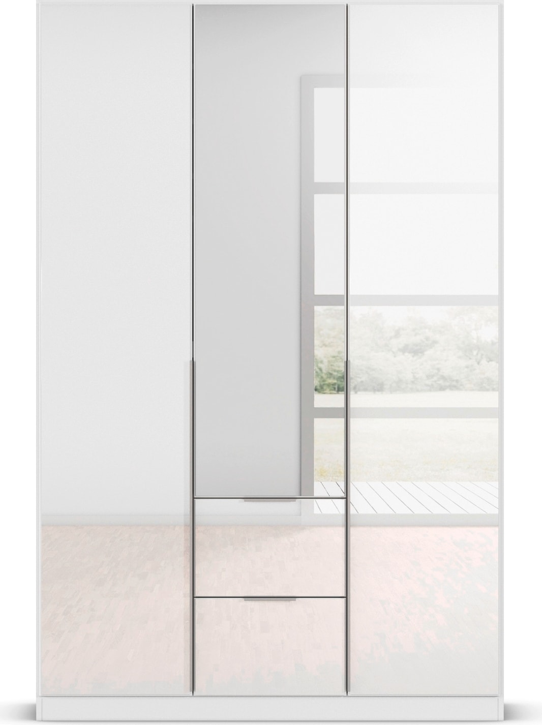 rauch Drehtürenschrank »Kleiderschrank Kleiderschränke Schrank Garderobe AGORDO mit Glasfront«, (in zwei Griff-Farben mit Glasfront), mit Außenschubkästen, in 6 Breiten und 2 Höhen MADE IN GERMANY
