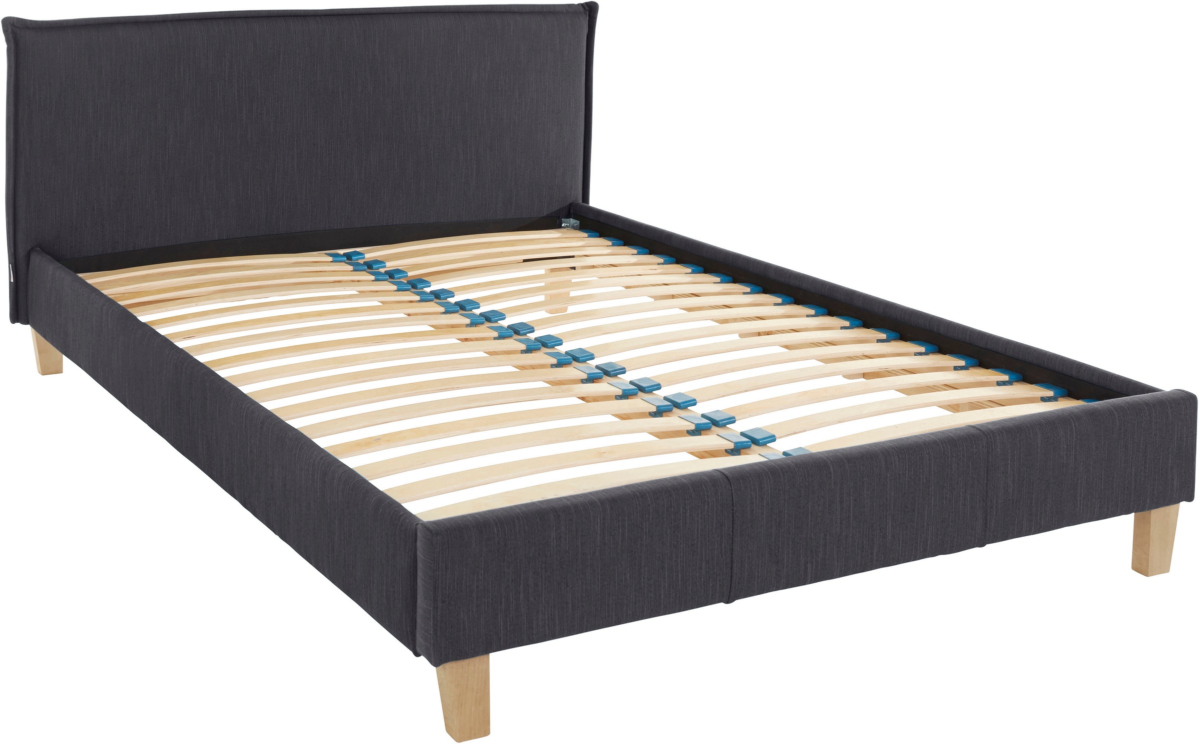 OTTO products Polsterbett »Heddi«, in 5 Breiten: von 90cm-200cm, Biese am Kopfteil, Strukturstoff