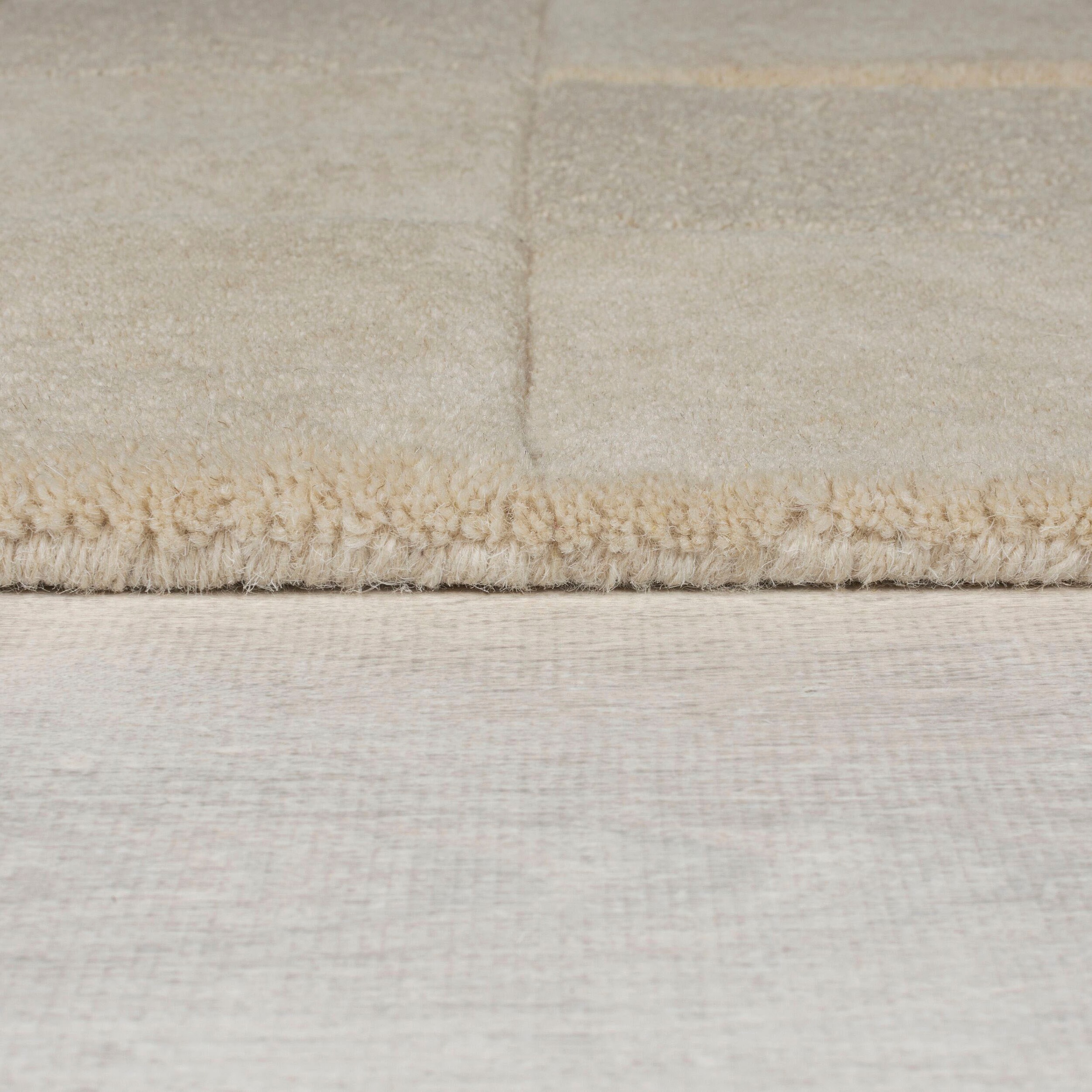FLAIR RUGS Wollteppich »Checkboard, mit modernem Schachbrettmuster«, rechteckig, 10 mm Höhe, Wollteppich mit Schachbrettmuster und Hoch-Tief-Effekt