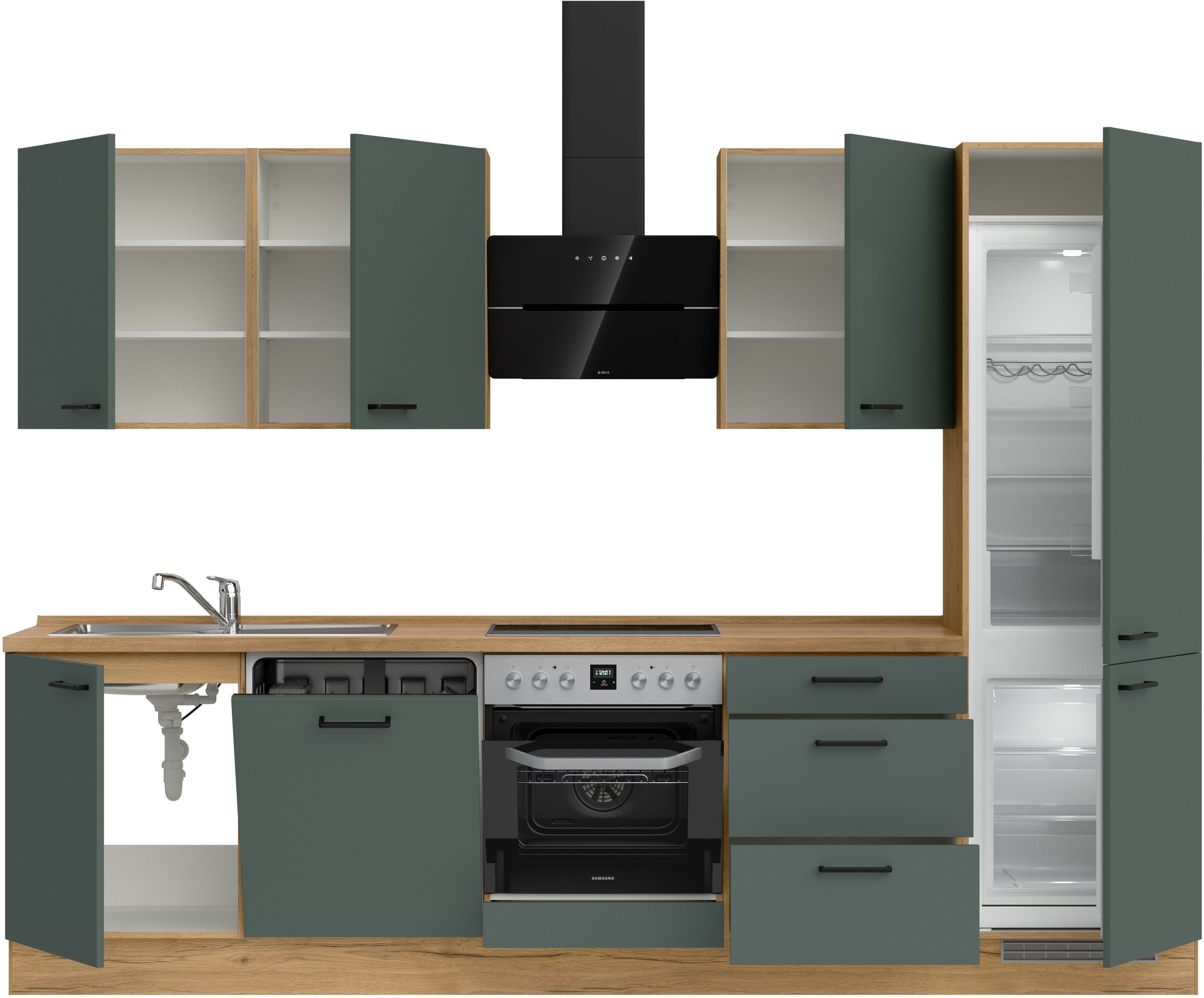 nobilia® Küchenzeile »"Easytouch II"«, vormontiert, Ausrichtung wählbar, Breite 300 cm, wahlw. mit E-Geräten