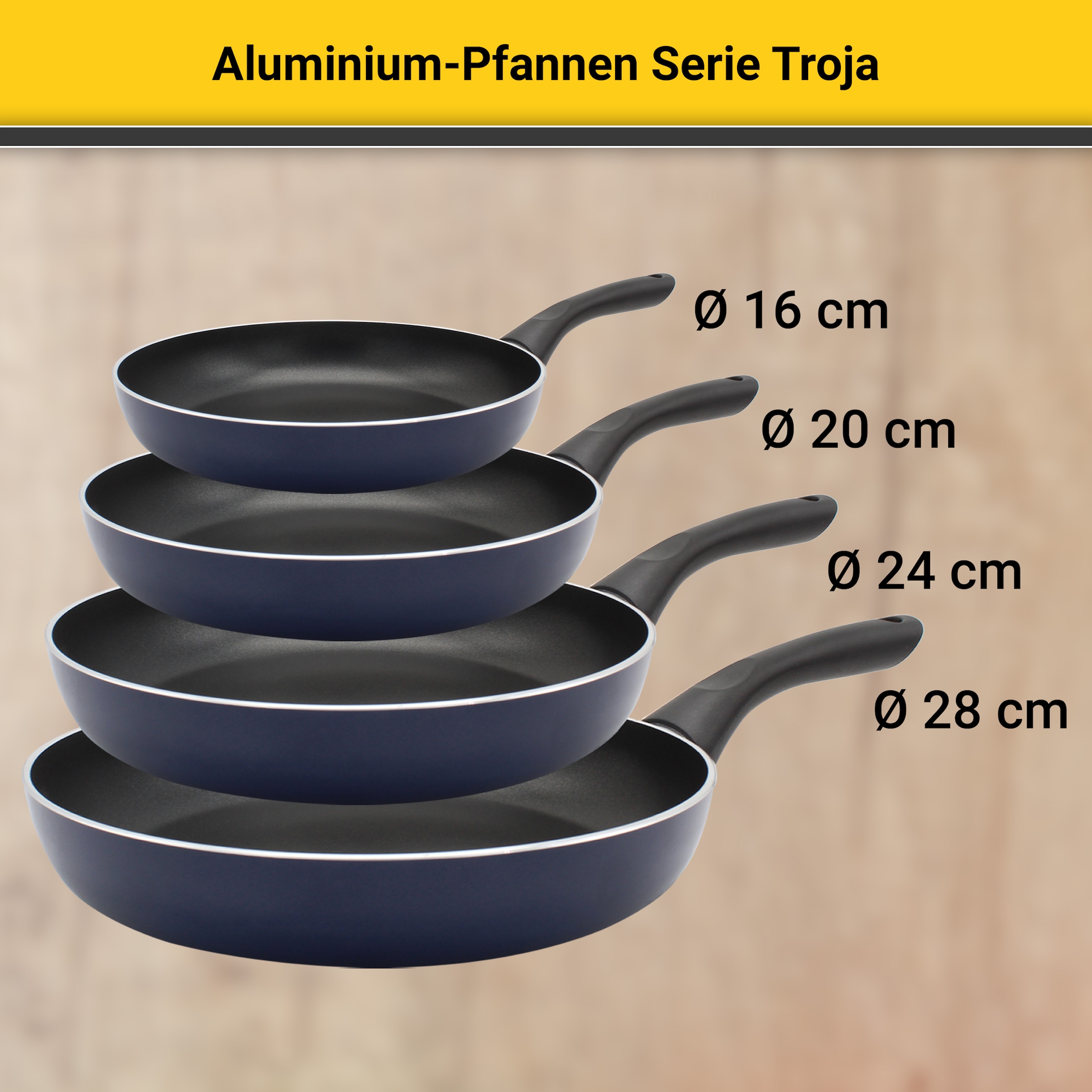 Krüger Pfannen-Set »Troja« Aluminium Set, 2 Stk. tlg. Ø 16/24 cm, Induktion