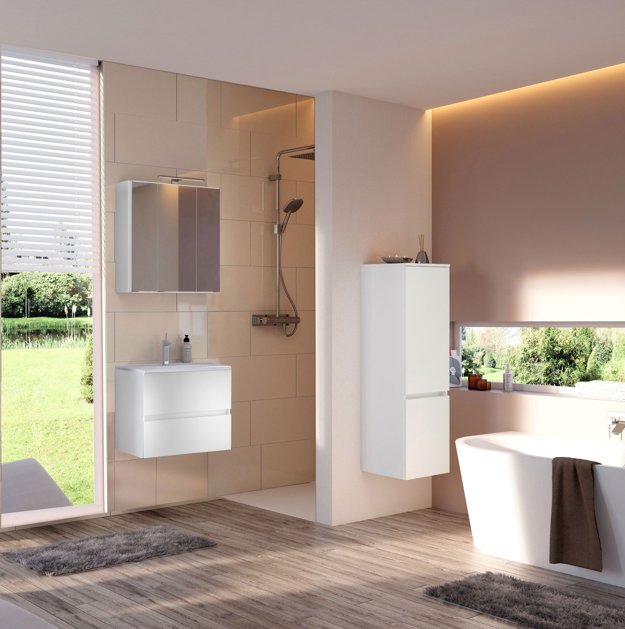 welltime Badmöbel-Set »Welltime Möbel Baabe Waschtisch-Set 3tlg. oder 5tlg.« 3 Stk. tlg.