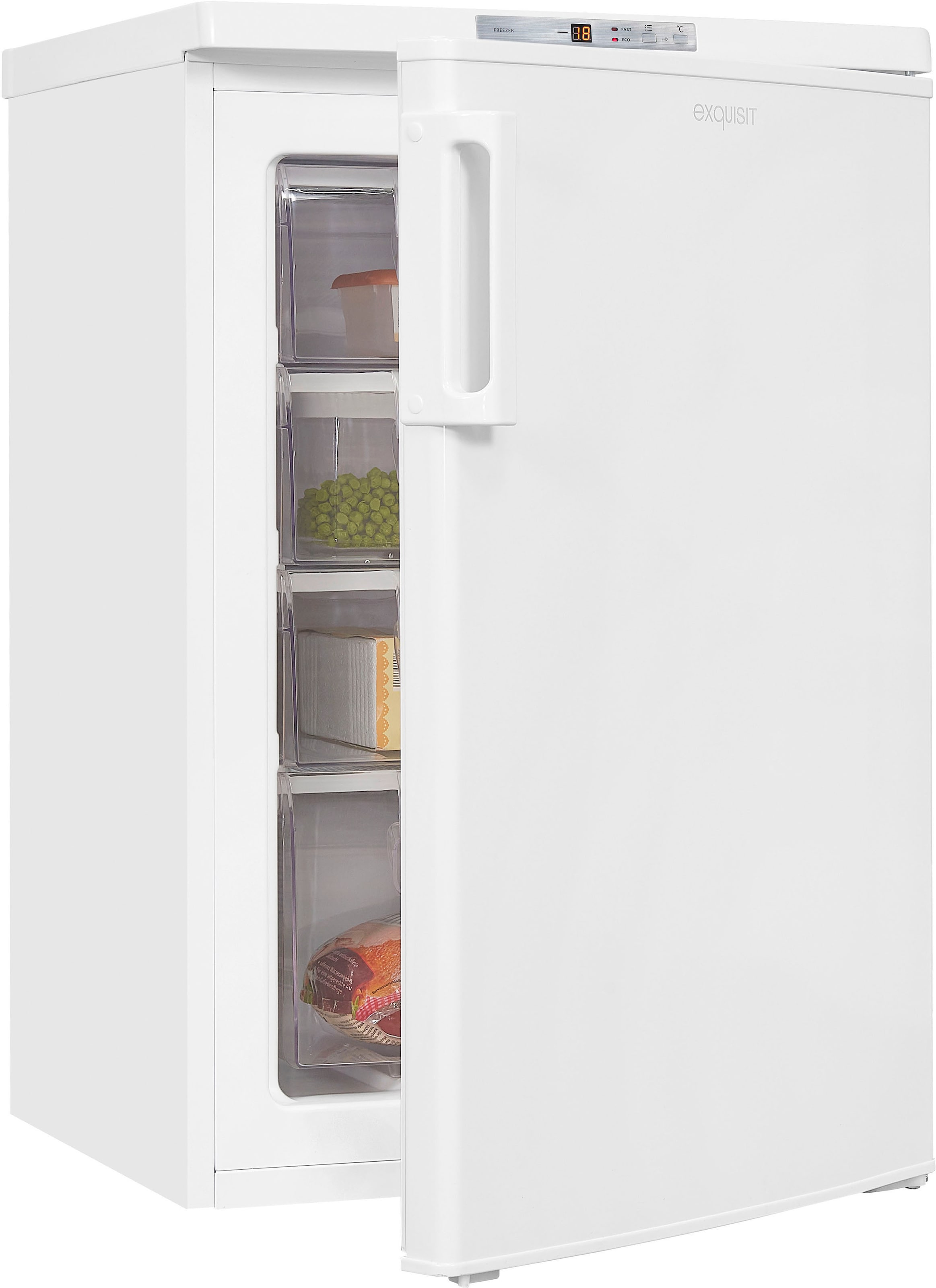 exquisit Gefrierschrank »GS80-HE-040D«, 85,5 cm hoch, 55 cm breit, 91 Liter Nutzinhalt, Schnellgefrieren, 4 Sterne Gefrieren