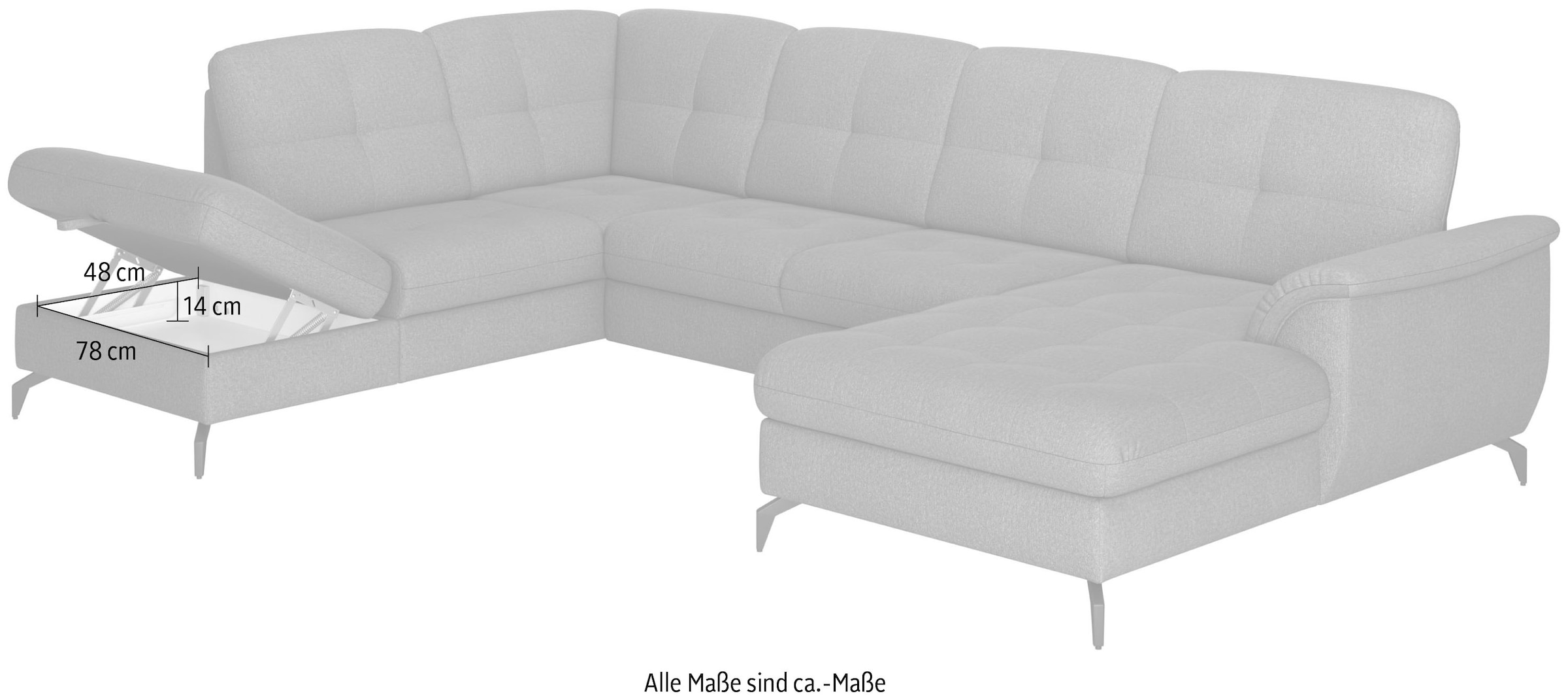 sit&more Wohnlandschaft »Zora U-Form«, wahlweise mit Bettfunktion und Bettkasten