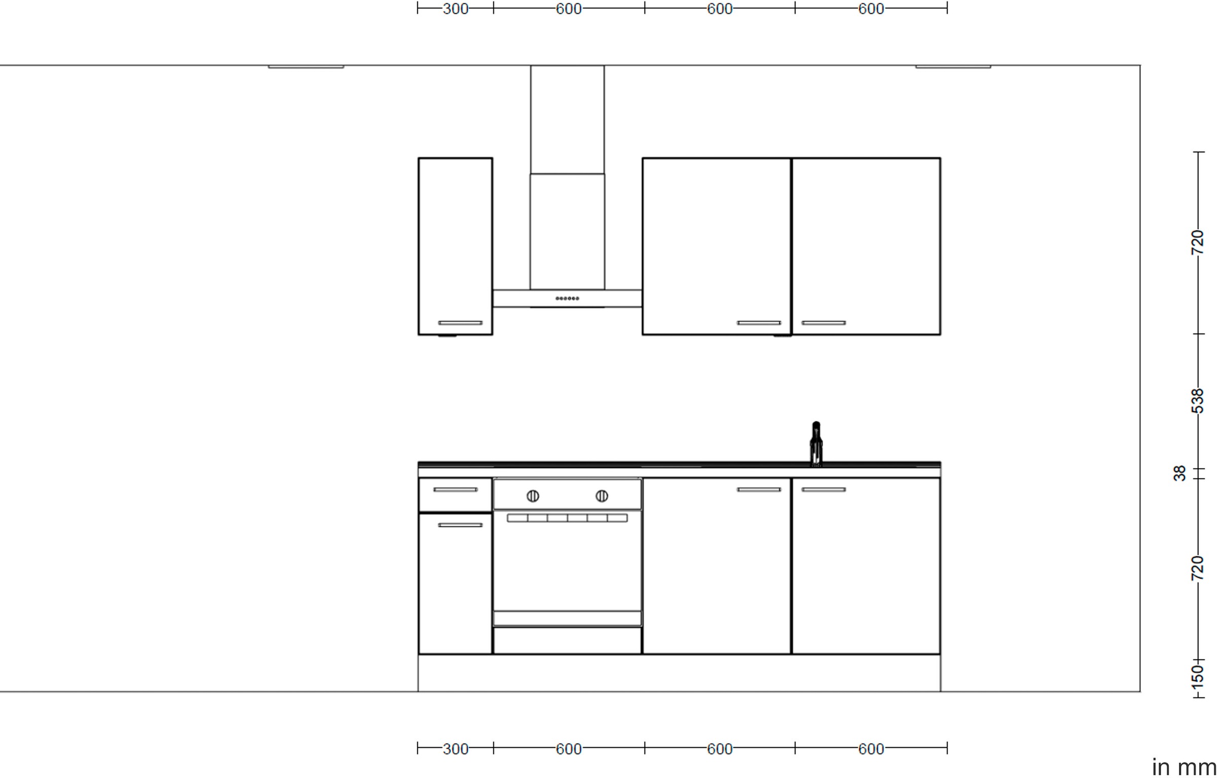 nobilia® Küchenzeile »"Structura I"«, vormontiert, Ausrichtung wählbar, Breite 210 cm, wahlw. mit E-Geräten