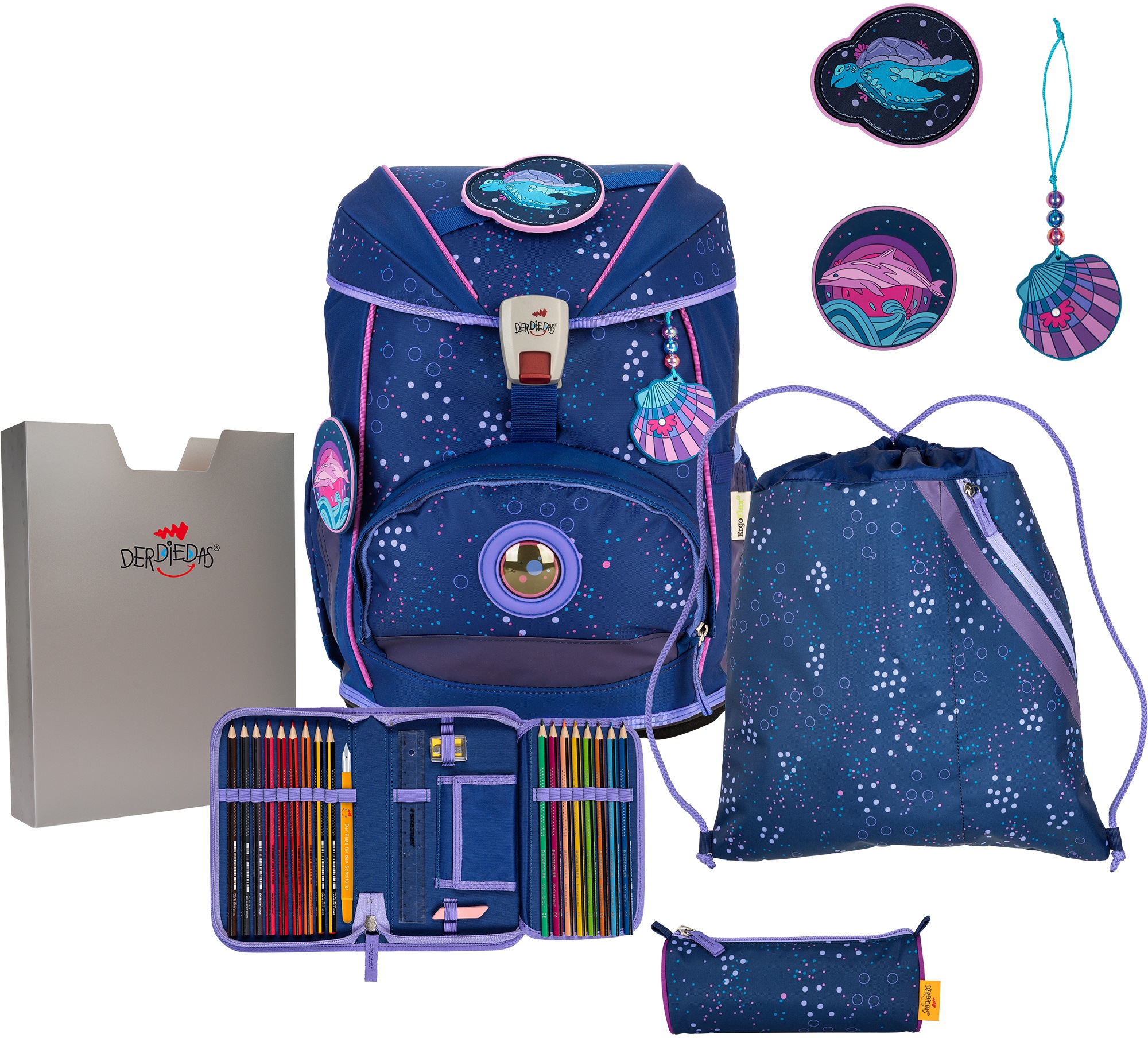 DerDieDas® Schulrucksack »ErgoFlex, Deep Ocean«, Reflektoren