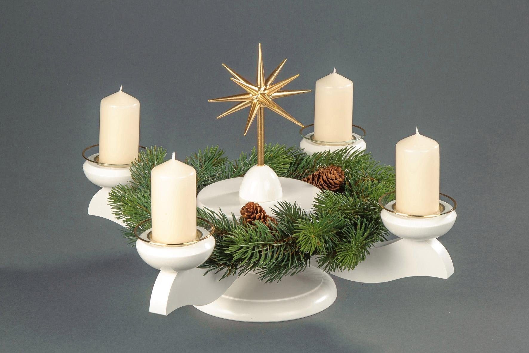 Albin Preissler Adventsleuchter »mit Weihnachtsstern und Tannenkranz, Handw günstig online kaufen