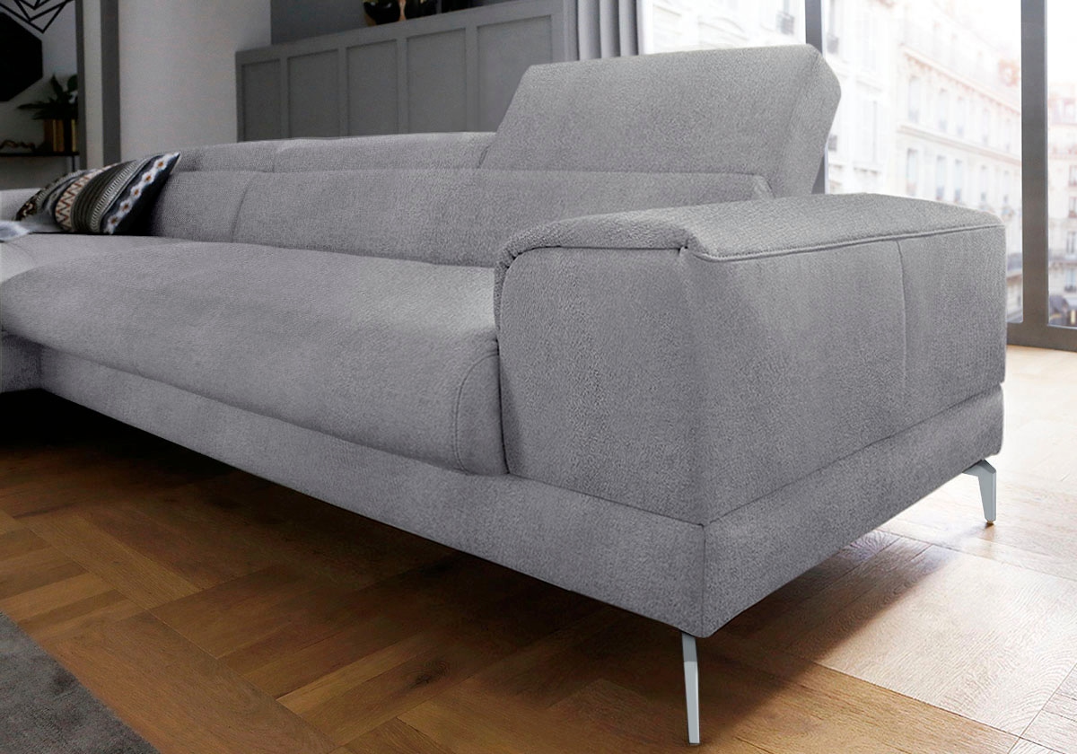 W.SCHILLIG Ecksofa »piedroo, Designsofa mit tollem Sitzkomfort, bequem und elegant, L-Form«, Kopfteilverstellung, wahlweise mit Sitztiefenverstellung, Breite 343cm