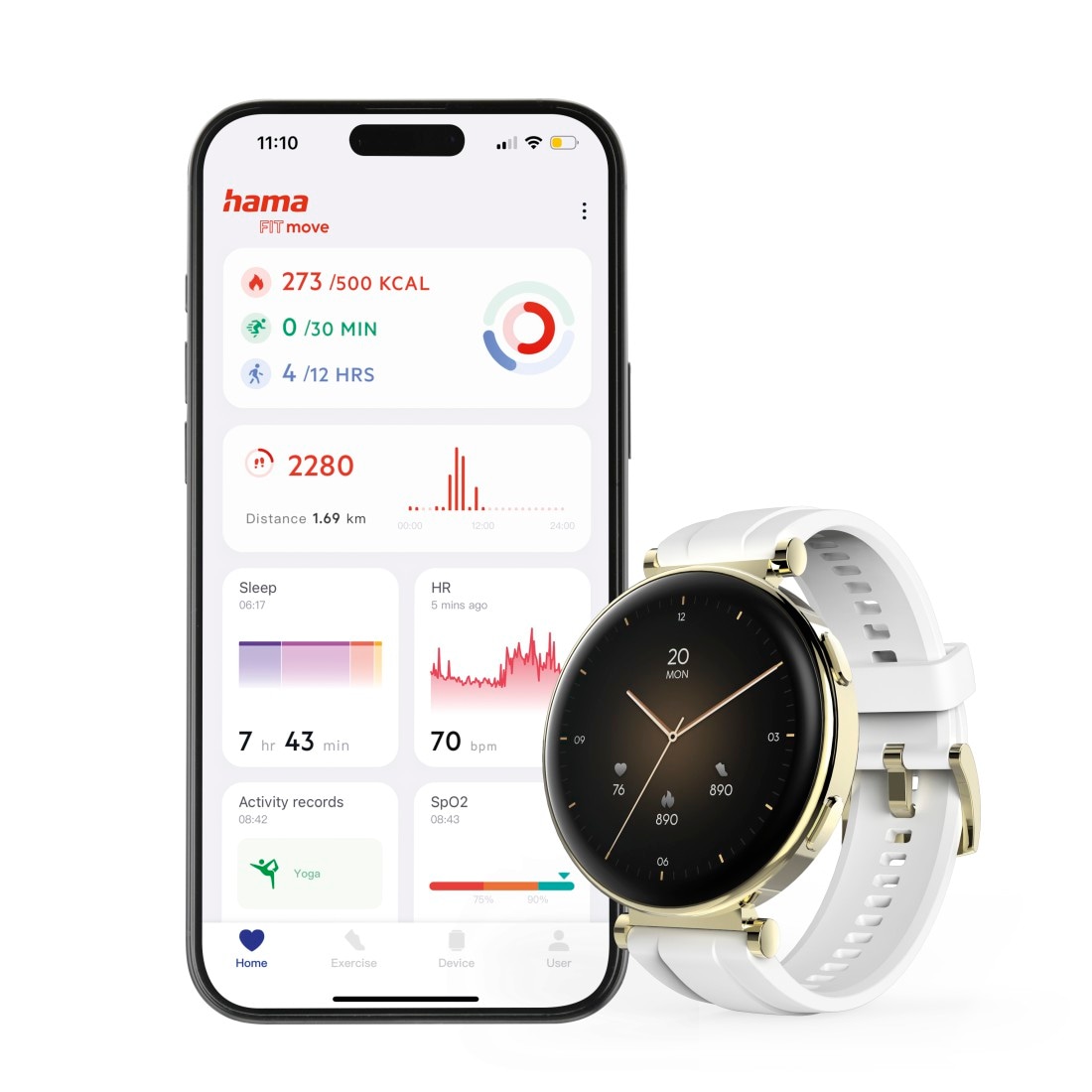 Hama Smartwatch »Smartwatch rund 1,32“ (Fitness, Telefonfunktion, Puls, wasserdicht)«, (/ 1,32 Zoll),)