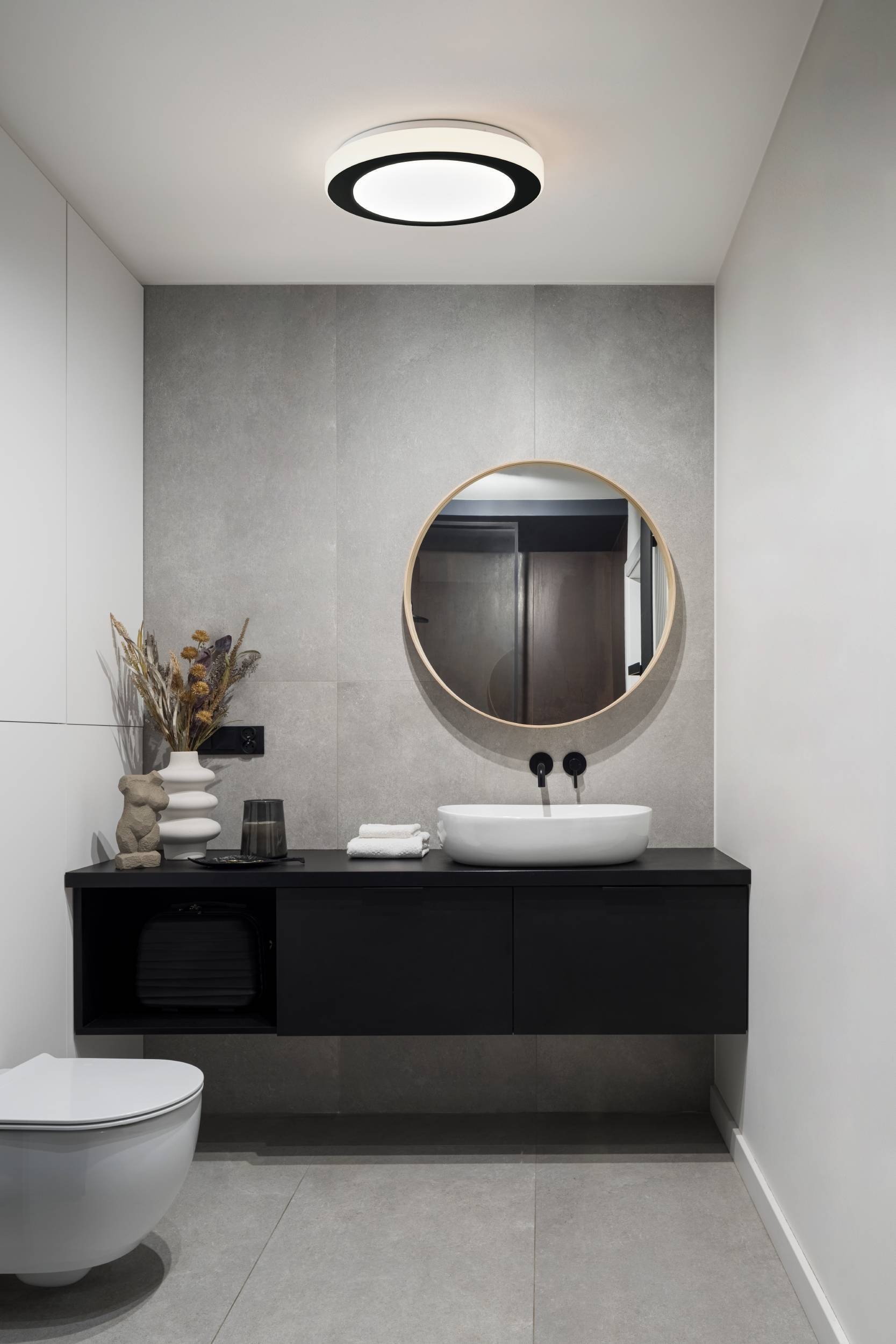 EGLO Deckenleuchte »LED Carpi Deckenlampe, Deckenstrahler, Stahl und Kunststoff, IP44« LED-Modul 1 Stk. Warmweiß Wand-/Deckenleuchte - H7,5 x Ø30 cm - schwarz, weiß - 3X3,6W inkl.