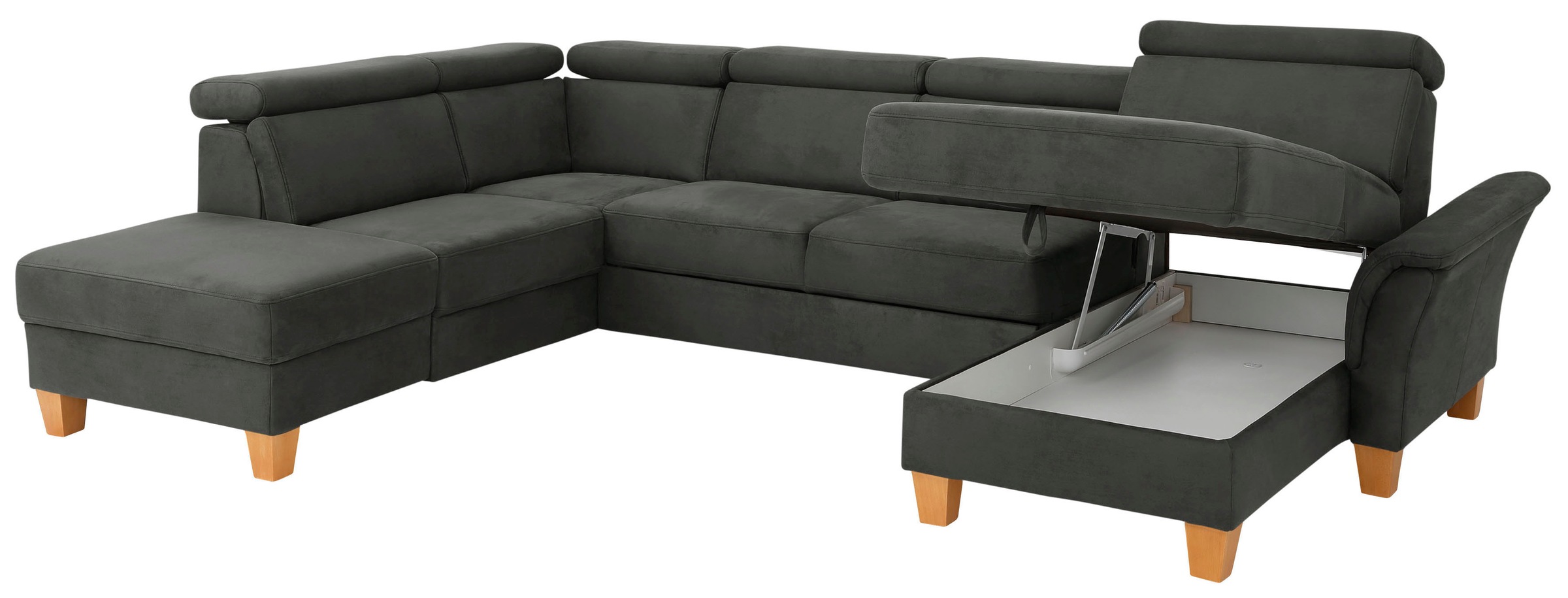 Home affaire Wohnlandschaft »Conville U-Form«, Kopfteilverstellung wahlweise mit Bettfunktion und Bettkasten