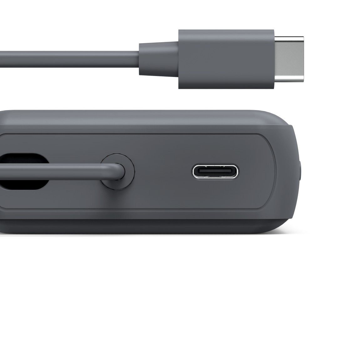 Hama Powerbank »Powerbank mit integriertem USB-C-Kabel, 10000 mAh, 2x USB-C, grau« integriertes Kabel, Fast Charge, LED-Kapazitätsanzeige, akkuschonend