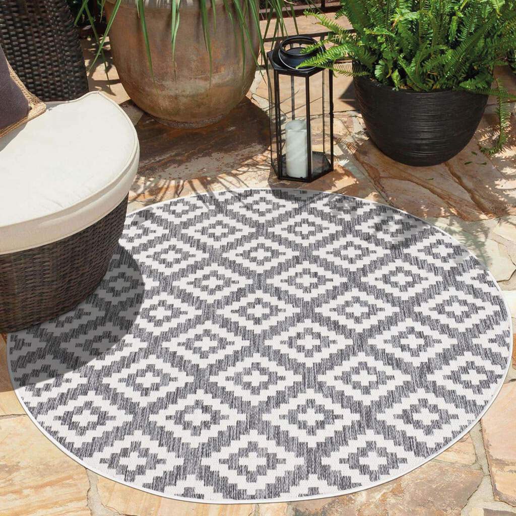 Carpet City Outdoorteppich »Outdoor 461«, rund, 5 mm Höhe, UV-beständig, Flachgewebe, auch in quadratischer Form erhältlich