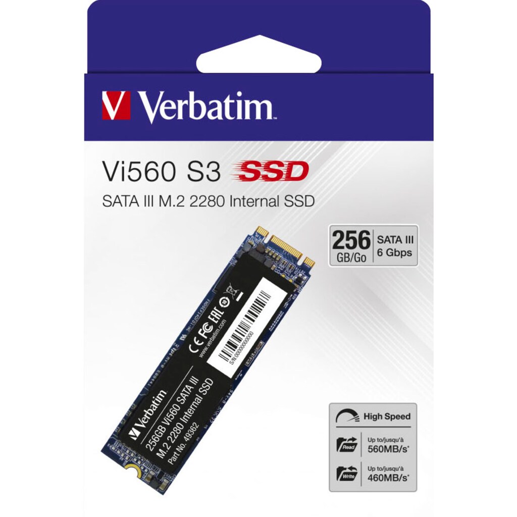 Verbatim interne SSD »Vi560 S3 256GB«, Anschluss M.2 (2880)