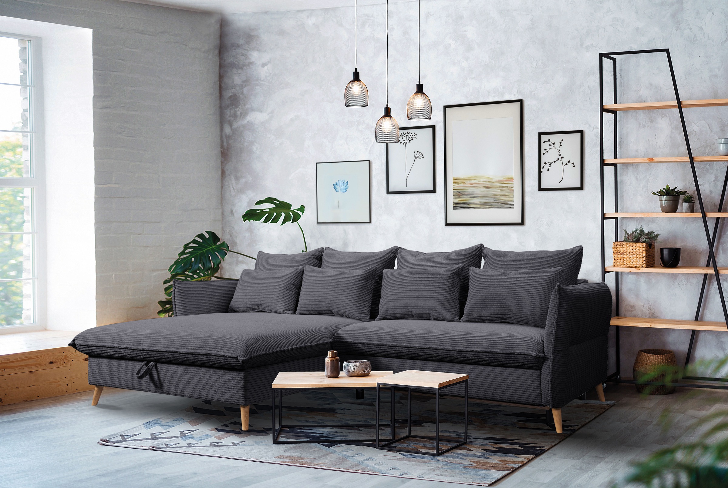 exxpo - sofa fashion Ecksofa »WALPY, elegant & modern, bequem, schmale Arml günstig online kaufen