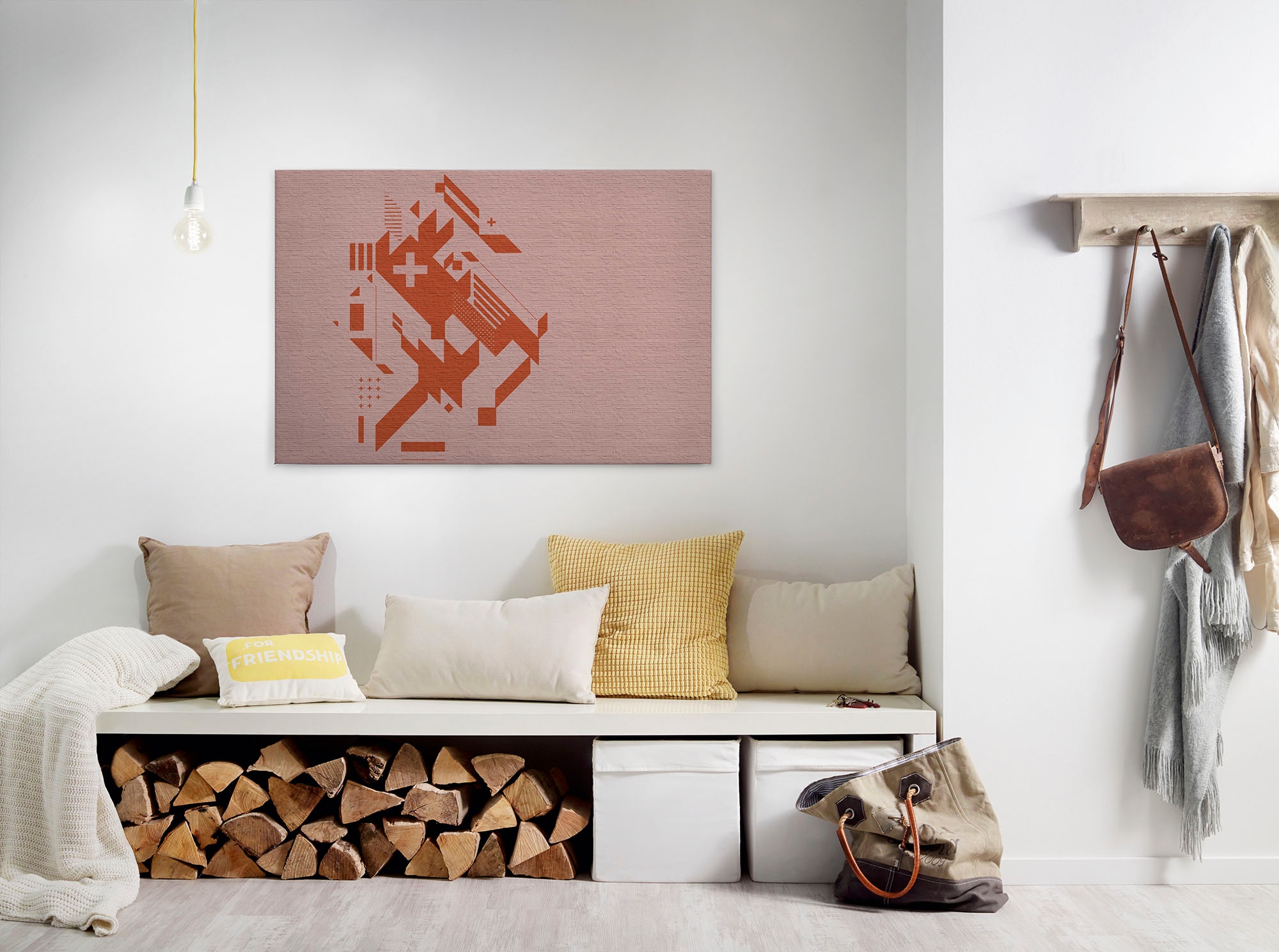 Bricoflor Industrial Bild Auf Leinwand In Grau Modernes Wandbild Mit Geomet günstig online kaufen