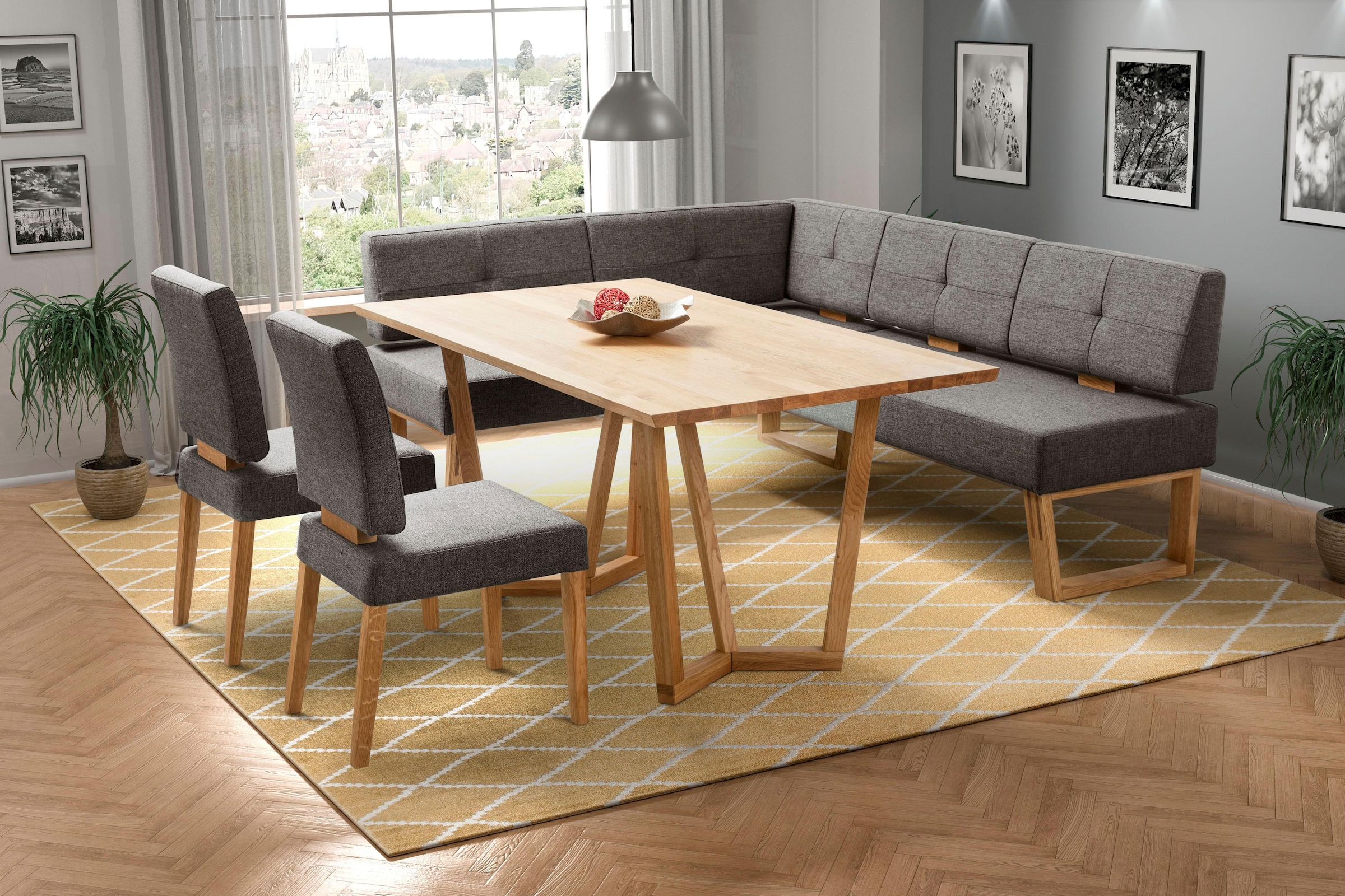 Home affaire Esszimmerstuhl »Ponza Polsterstuhl«, (Set), 2 St., Webstoff, Gestell Eiche massiv geölt, Esszimmer Bestseller