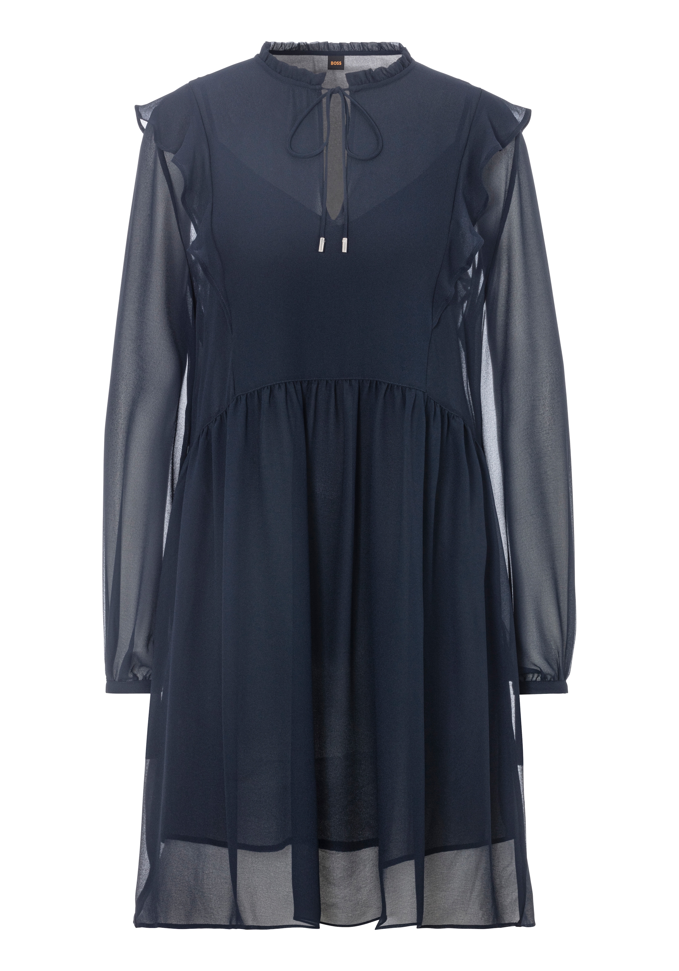 BOSS ORANGE Blusenkleid »Direnna Premium Damenmode«, mit Volant & Rüschen, Print, Georgette