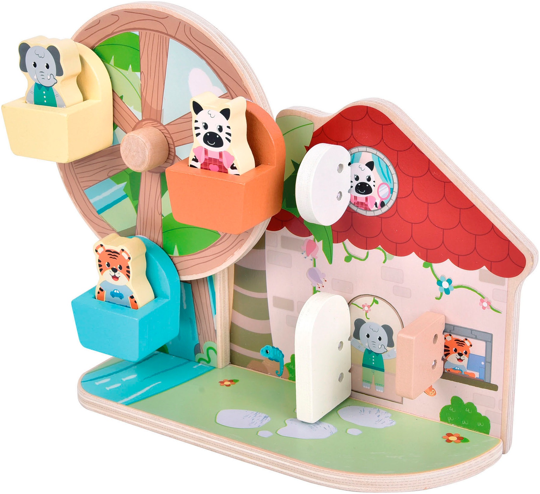 Small Foot Spielcenter »Motorikspielzeug Riesenrad Jungle Friends« aus Holz, FSC® - schützt Wald